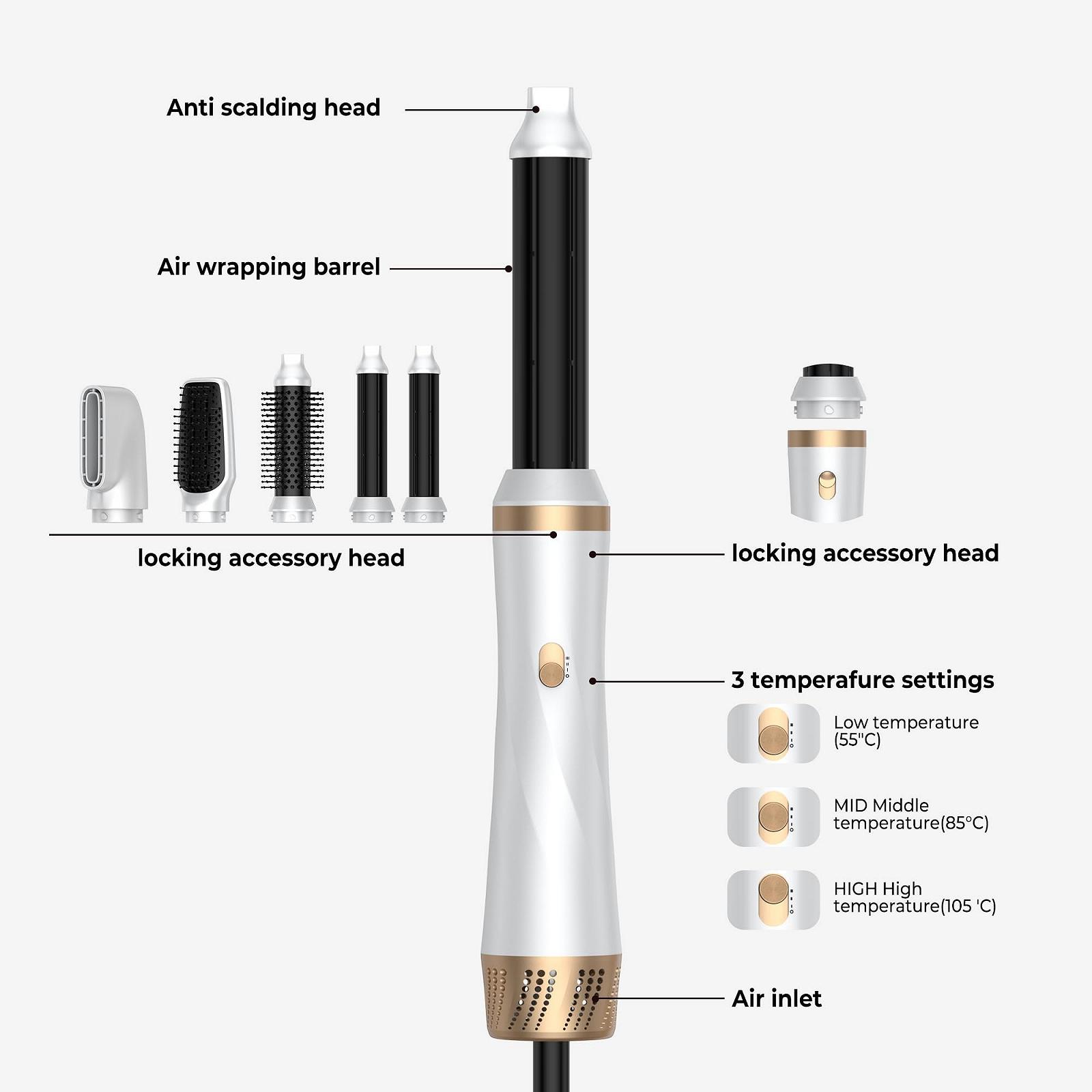 Стайлер для волос UMIGA 5-в-1 1000 W 32 мм White Gold, фото №8 Стайлер для волос UMIGA 5-в-1 1000 W 32 мм White Gold, фото №8