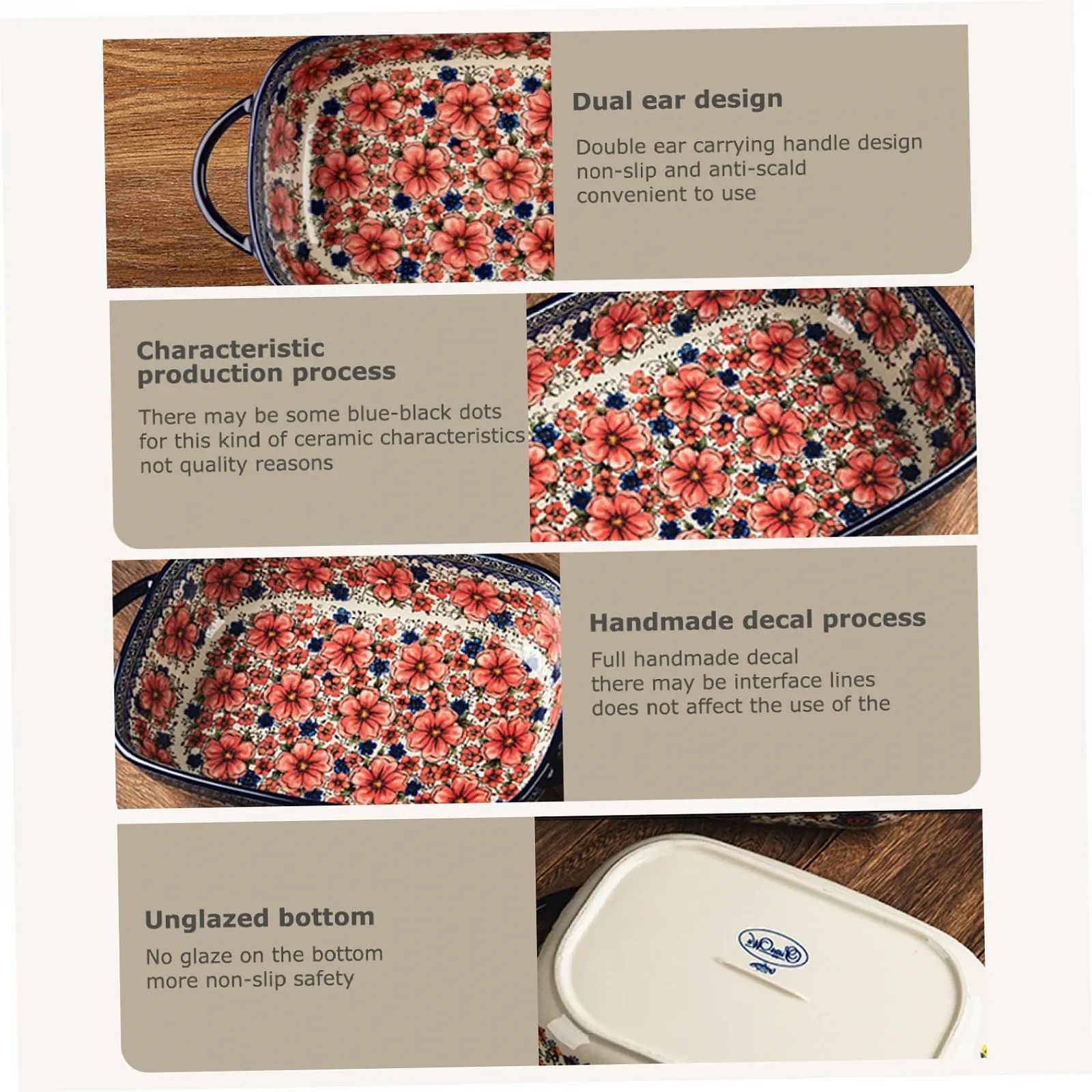 Форма для запікання Керамічна Прямокутна 13 x 7.5 дюймів Глибина 2.8 дюйма 2 л, фото №6