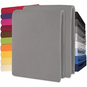 Простыня на топпер CelinaTex Lucina Jersey, 180 x 200 см - 200 x 200 см, темно-серый, 100% гребенной хлопок, высота матраса до 12 см - Фото 1