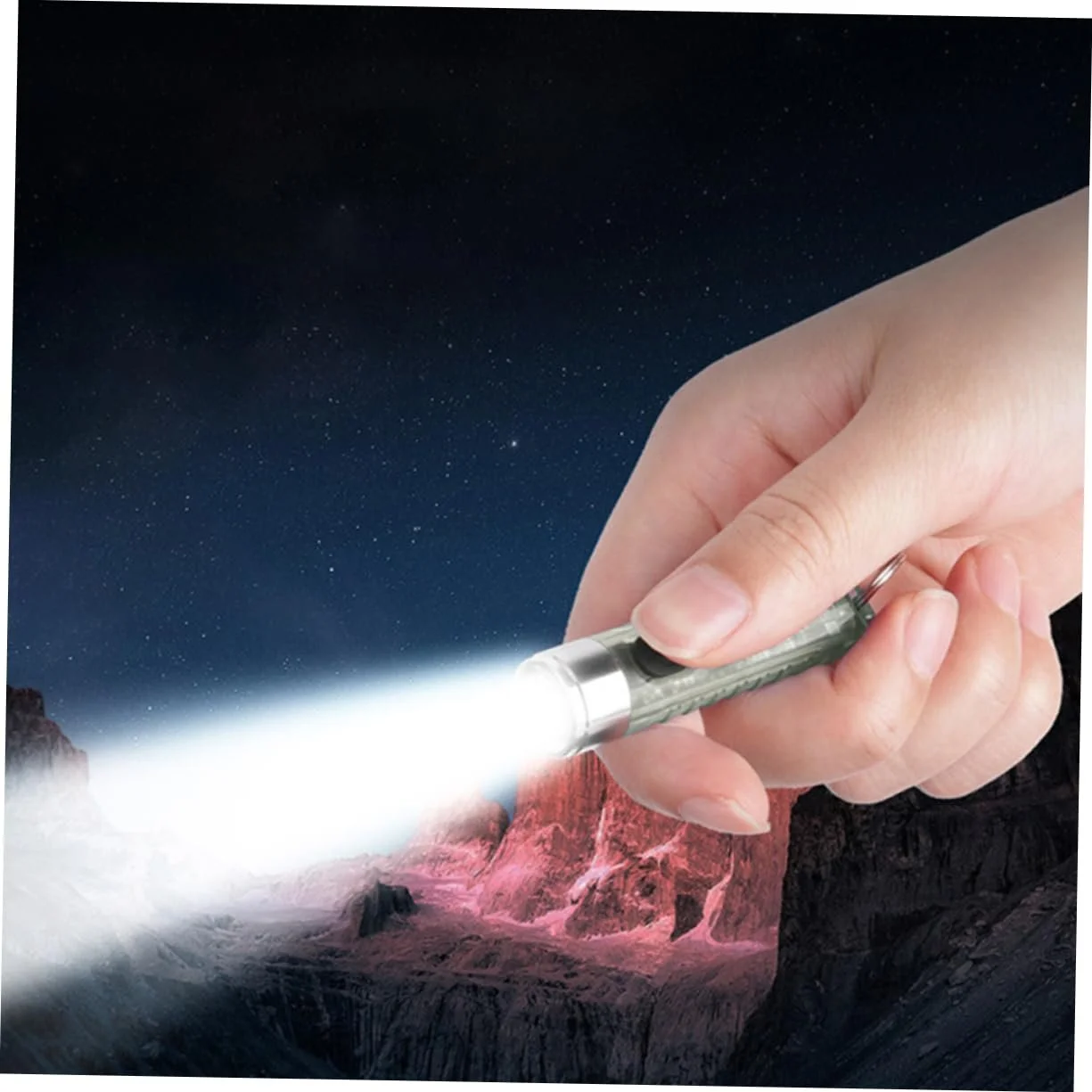 Маленький світлодіодний ліхтарик-брелок з нержавіючої сталі та ПК USB акумуляторний компактний для кемпінгу, вулиці та щоденного використання, фото №4