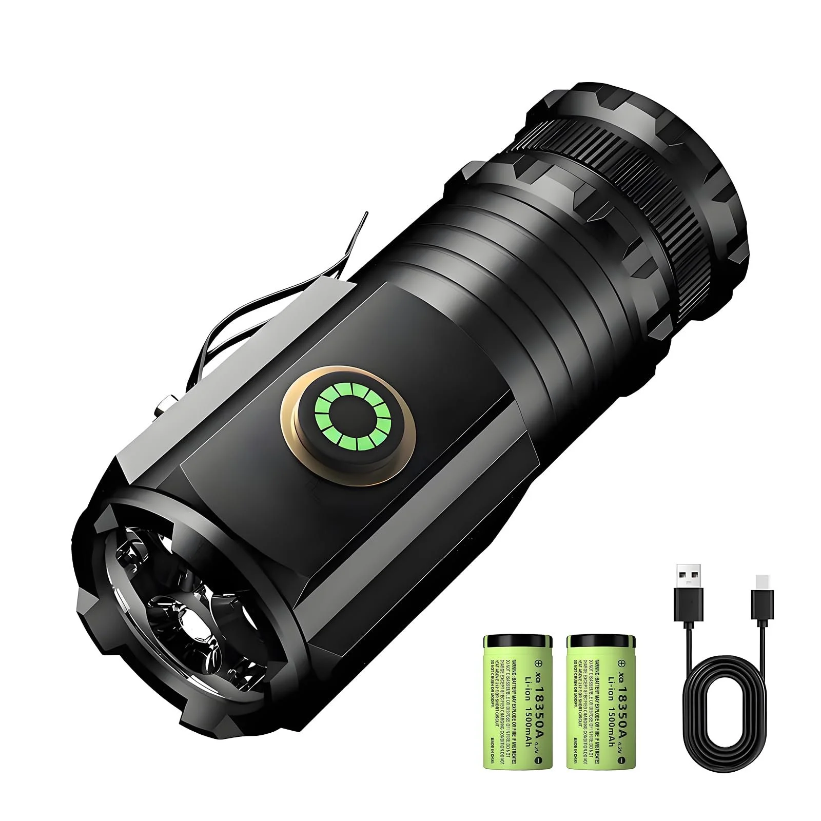 LED ліхтарик Mini надзвичайно яскравий 5000 люмен, акумуляторний, 5 режимів освітлення, маленький з магнітами і тривалим часом роботи, 3 x потужні лампові намистини, IPX6 водонепроникний, фото №1