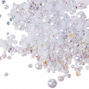Плоские полукруглые бусины из смолы 50 г для рукоделия, россыпь, искусственный жемчуг для скрапбукинга, украшения для чехла телефона для нейл-арта Белый - Фото 1