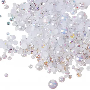 Напівкруглі намистини з пласкої смоли 50г для DIY рукоділля, розсипні намистини, штучні перлини для скрапбукінгу, прикраси чохла для телефону для нейл-арту Білий - Фото 1
