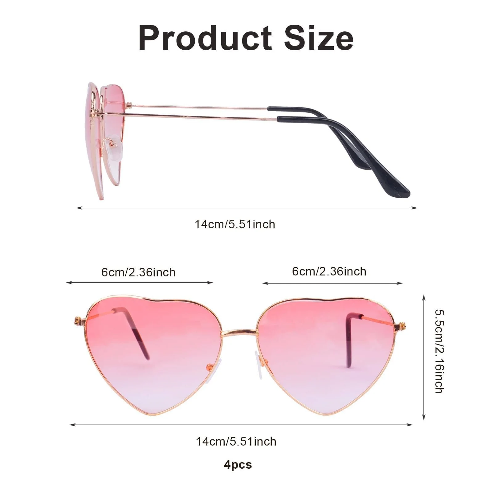 Сонцезахисні окуляри Серце Zythrem Золота оправа, фото №2