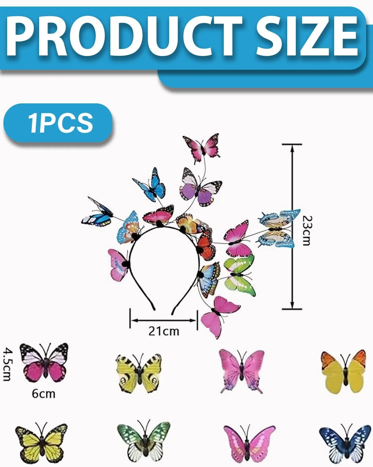 Обруч для волос с бабочками, фото №2