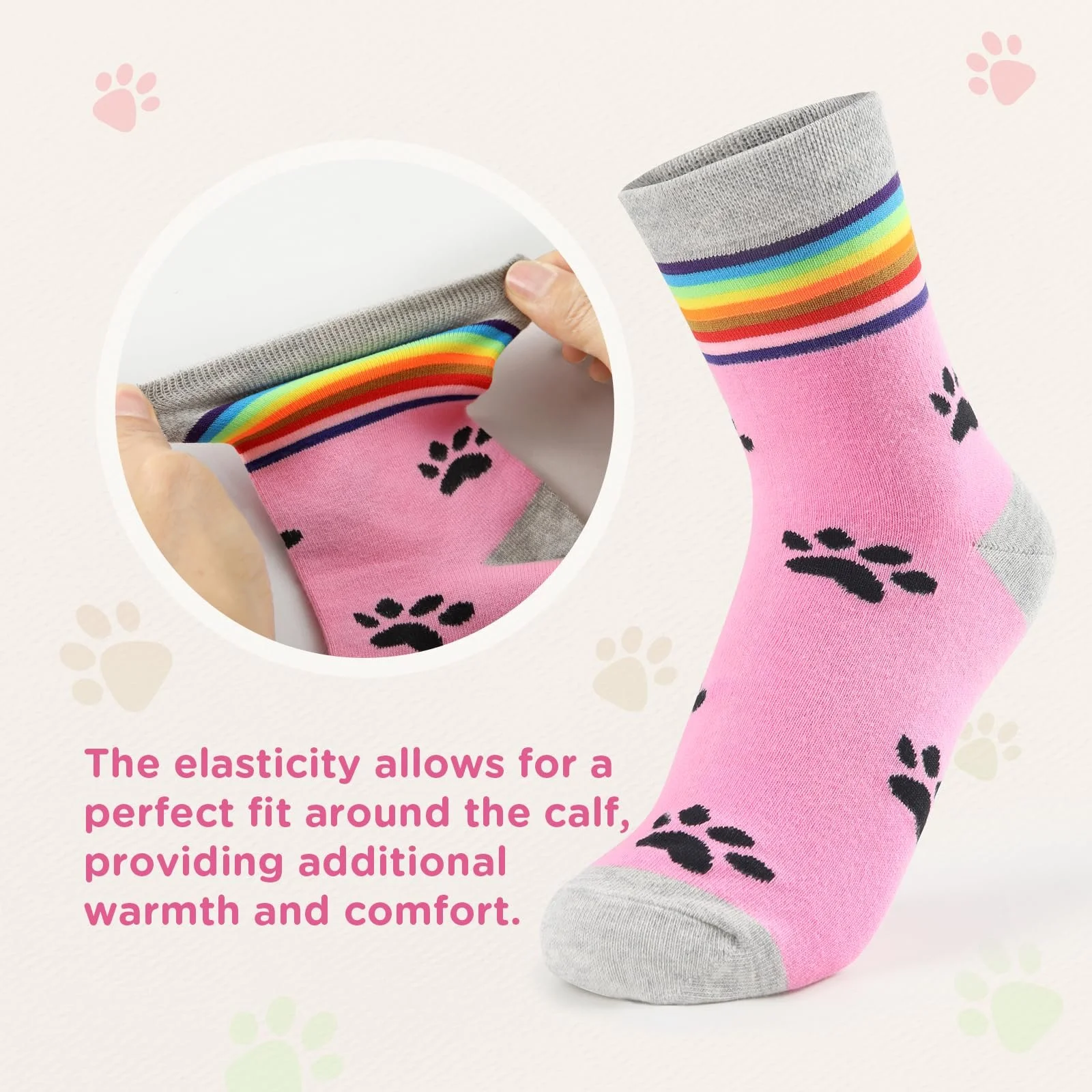 Шкарпетки Гольфи LittleForBig Rainbow Cuff Kitten Paw Бавовна, 2 пари, фото №3