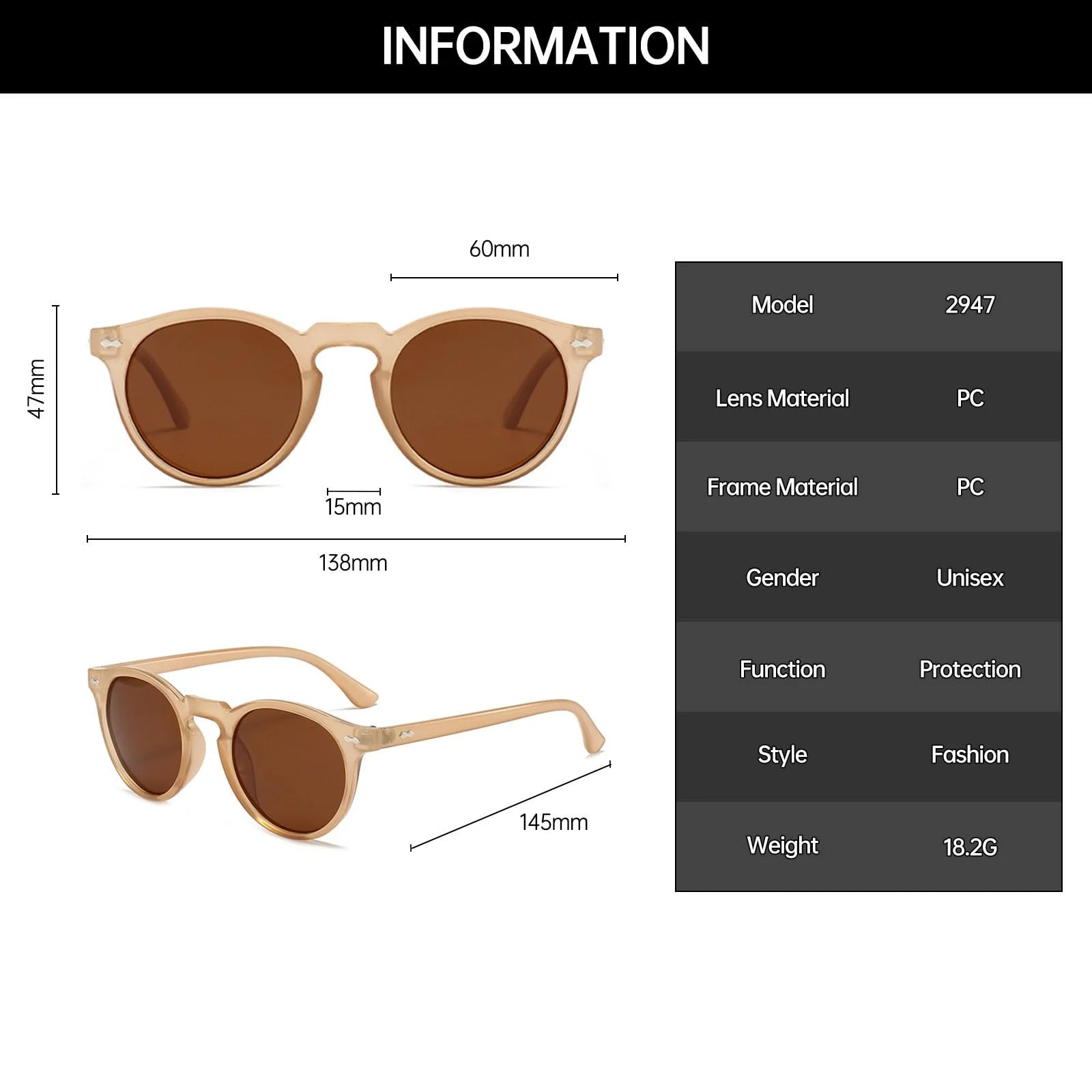 Поляризовані сонцезахисні окуляри YAMEIZE, круглі, ретро, класичні, вінтажні, з захистом UV400, фото №3