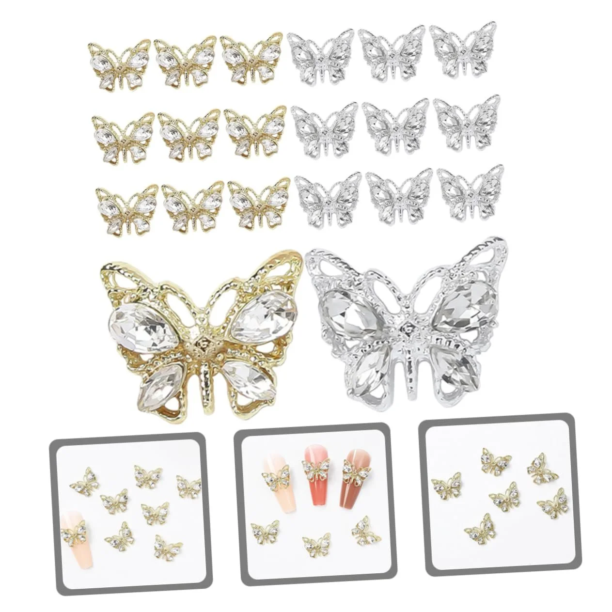 Украшения для ногтей Healeved Бабочки со стразами, 20 шт., фото №6
