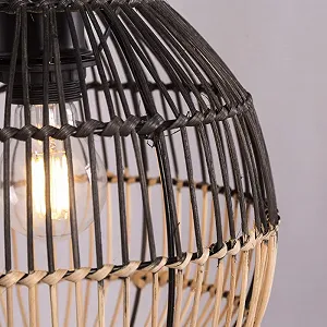 Настільна лампа Granada ротангова зі сталевою основою чорна E27 IP20 synthetic.ua - Фото 1