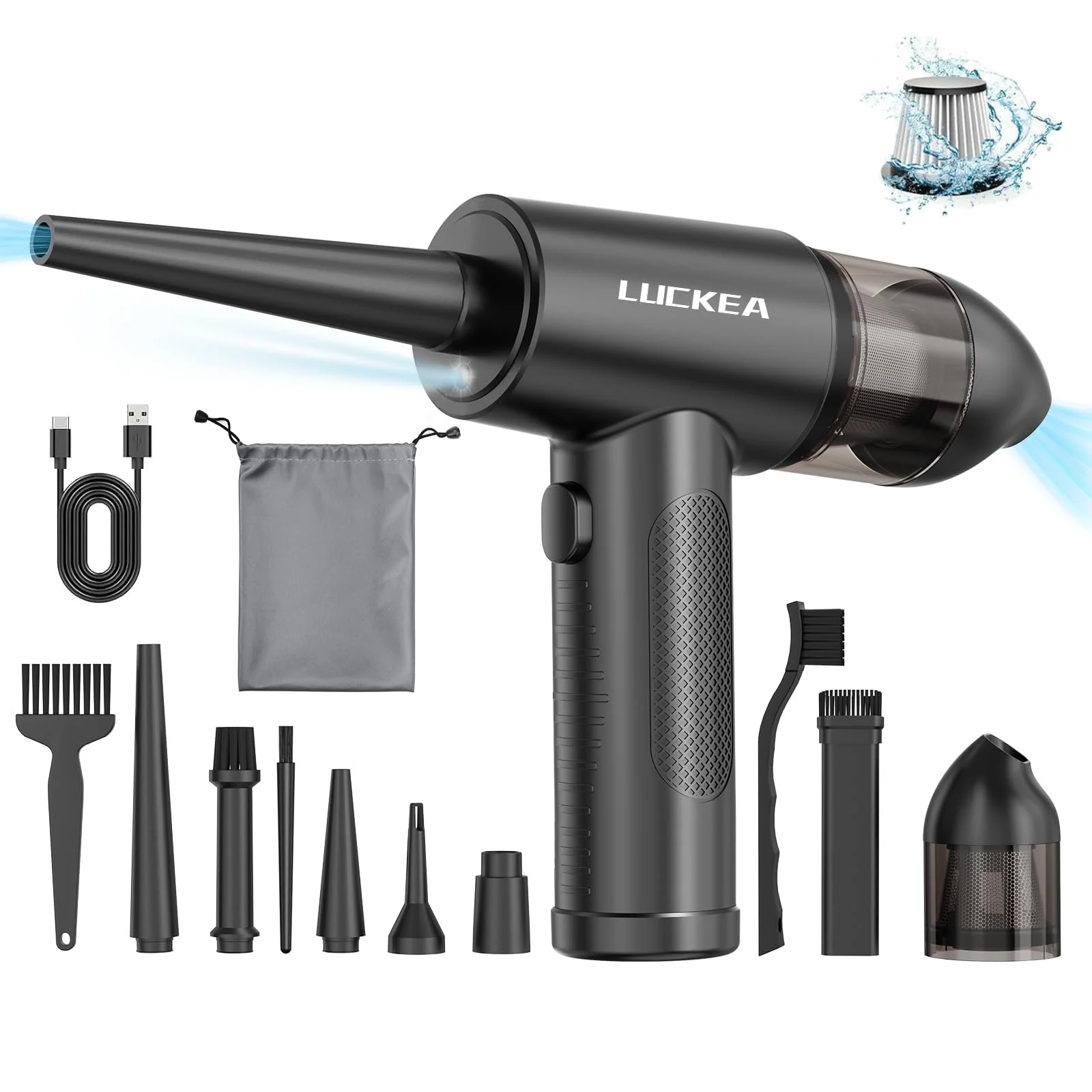 Электрический очиститель воздуха 3-скоростной 6000 mAh с насадками и щетками, фото №8 Электрический очиститель воздуха 3-скоростной 6000 mAh с насадками и щетками, фото №8