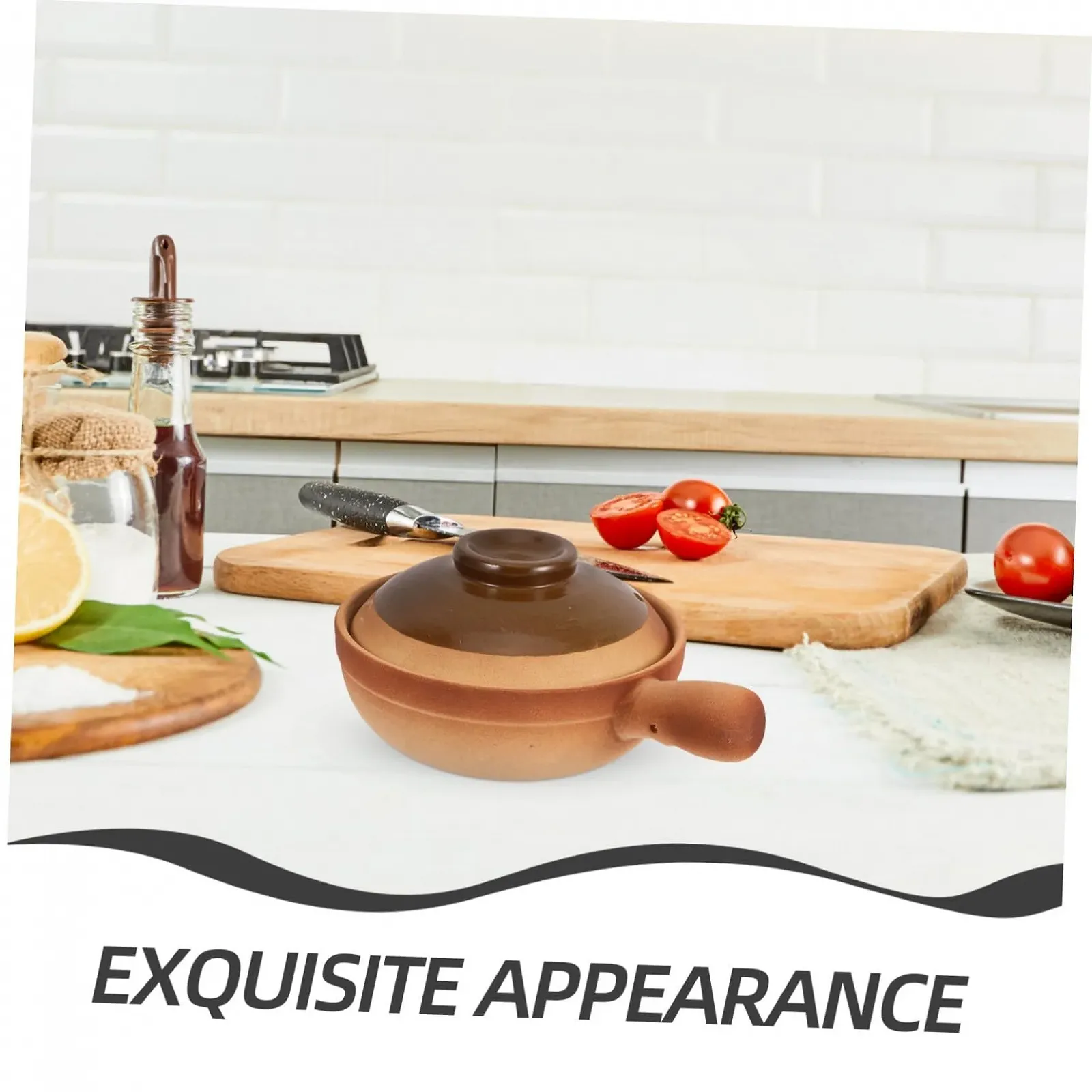 Керамическая кастрюля традиционная с крышкой и боковой ручкой термостойкая для плиты, фото №9