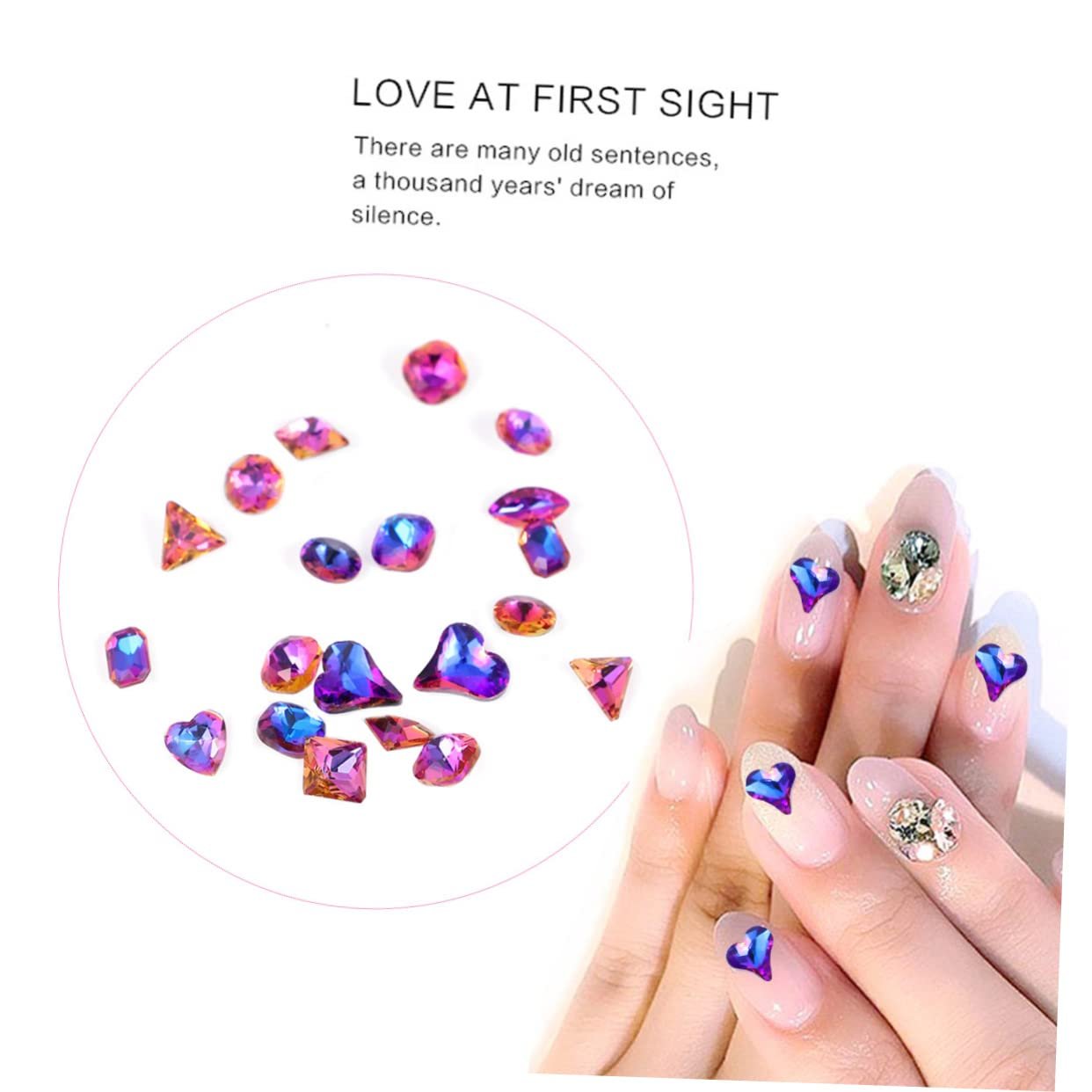 Наклейки скляні WOONEKY 20 шт. Аксесуари для самоклеючі декорації для творчого нейл-арту для жінок та дівчат, випадкові дизайни, фото №3