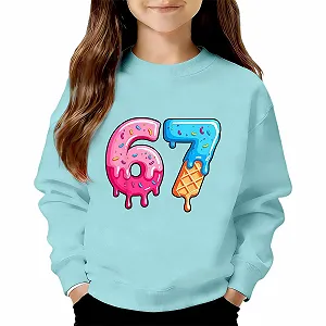 Детский свитшот Generisch 67 для девочек с круглым вырезом, длинными рукавами, мягкого, свободного кроя с графическим принтом - идеально подходит для повседневной жизни, игр и школы. - Фото 1