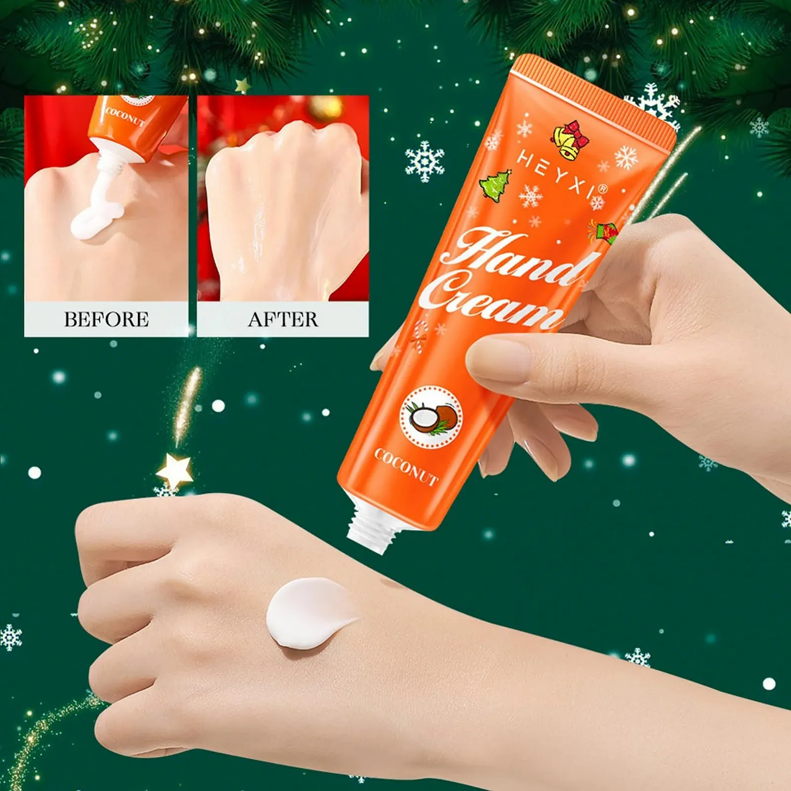 Крем для рук Набір, Різдвяний подарунковий набір, 5 парфумованих зволожуючих міні-кремів, фото №5