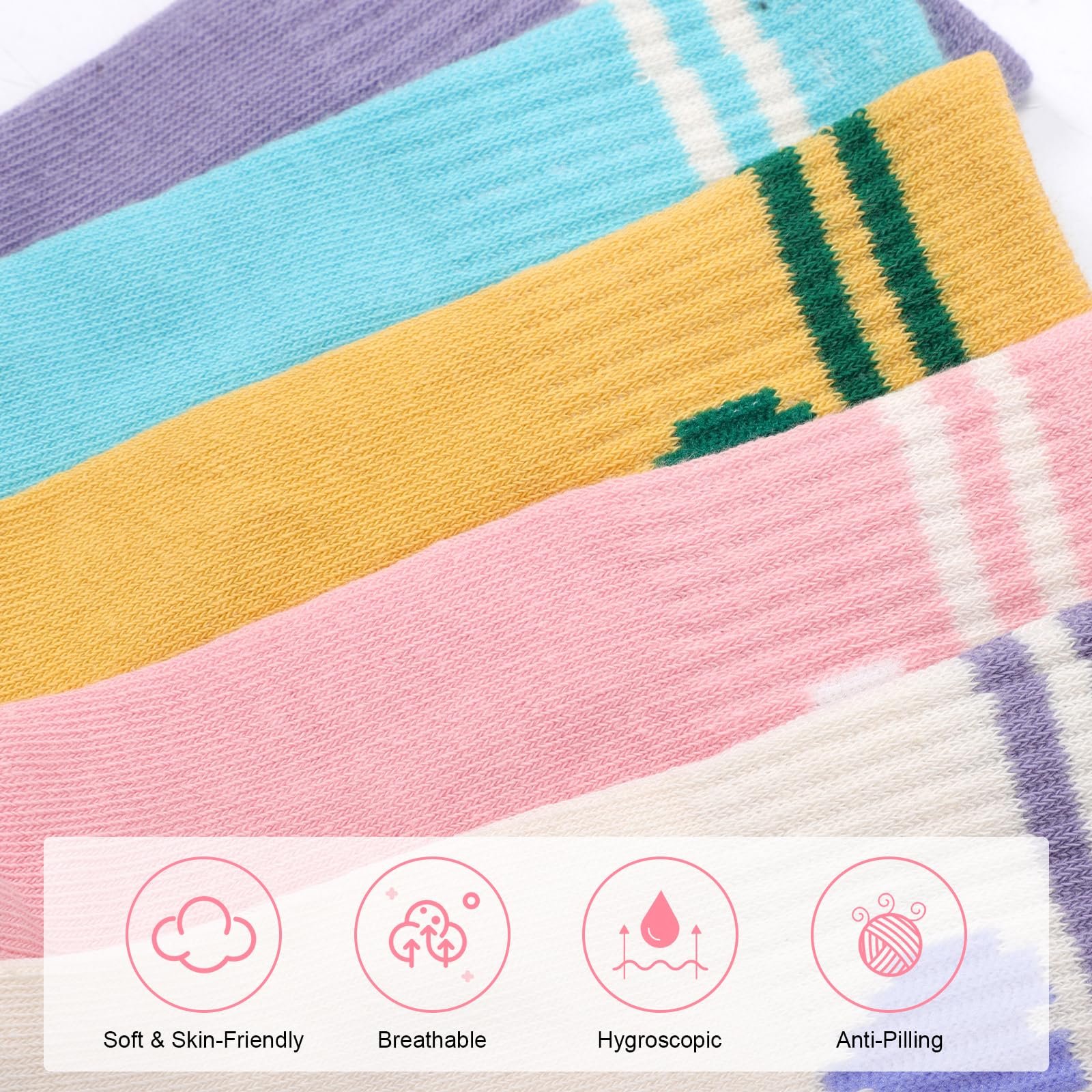 Теннисные носки Женские с сердечком 5 пар, Спортивные дышащие носки, Мягкая хлопковая смесь для тенниса, бега, фитнеса, спортзала и спорта на открытом воздухе (Размеры 35-38, 39-42), фото №4