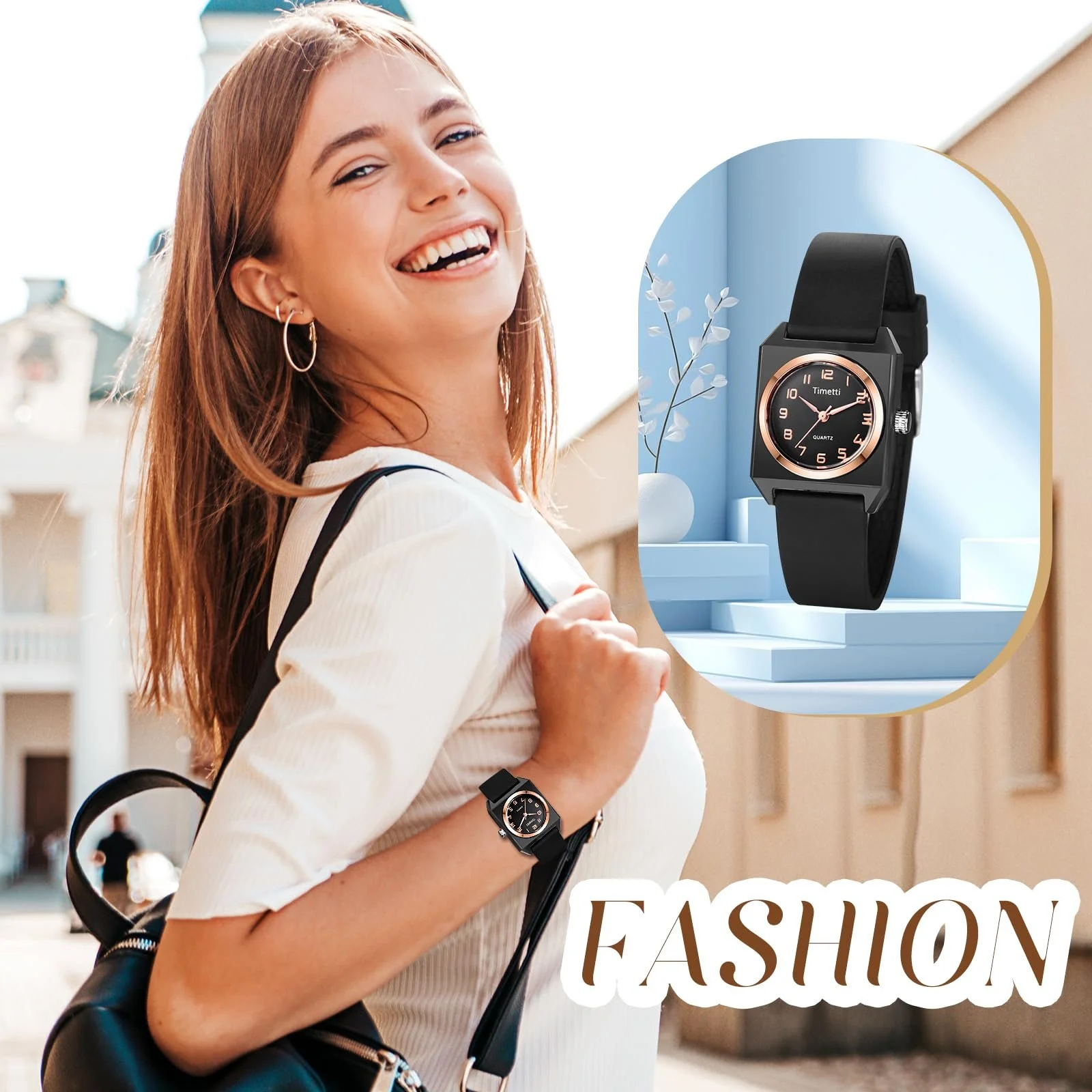 Квадратний аналоговий годинник OIDEA, кварцовий, з арабськими цифрами, регульований силіконовий ремінець, фото №4 Квадратний аналоговий годинник OIDEA, кварцовий, з арабськими цифрами, регульований силіконовий ремінець, фото №4