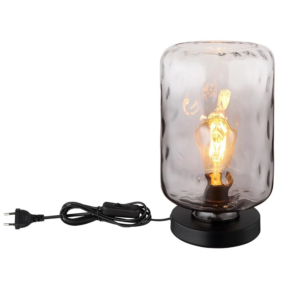 Настольная лампа Retro Smoked Glass Clear 1x E27 диаметр 19 x 32,5 см черная, фото №6