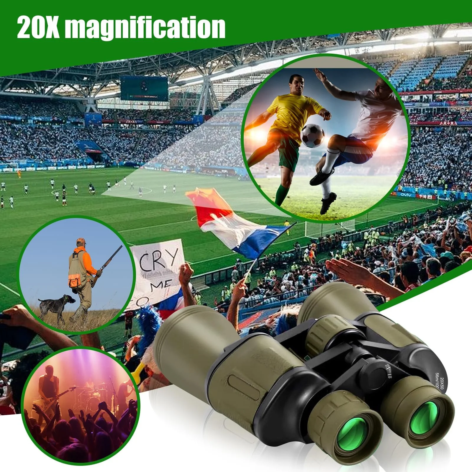 Бінокль 20x50 HD FMC Waterproof Smartphone Adapter, фото №3