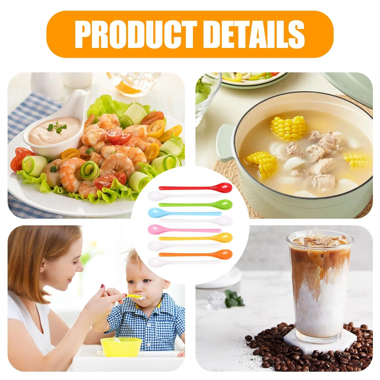 Ложка OWLMATE Пластикова Велика Latte 19 см, Набір 10 штук, фото №5