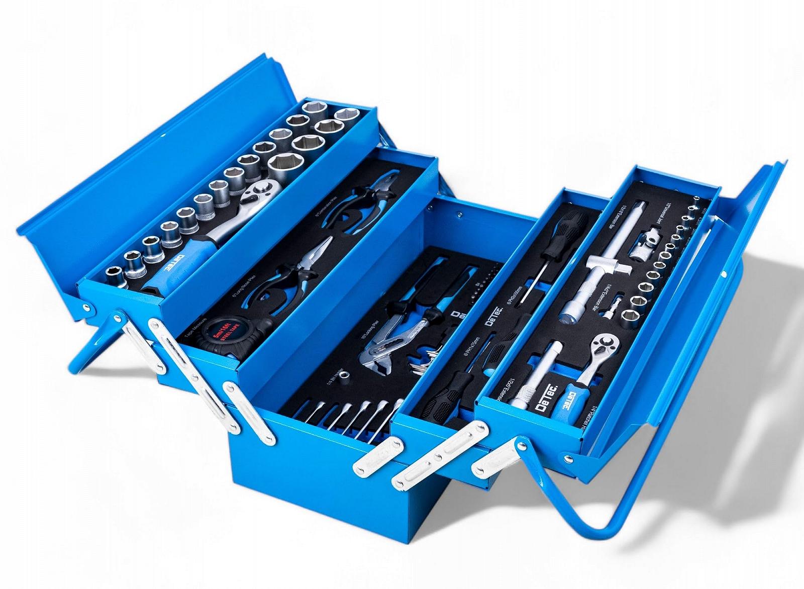 Набор инструментов DeTec. Blue Edition Classic Metal Tool Box Наполнена инструментами 86-предметный ассортимент Синий, фото №3 Набор инструментов DeTec. Blue Edition Classic Metal Tool Box Наполнена инструментами 86-предметный ассортимент Синий, фото №3