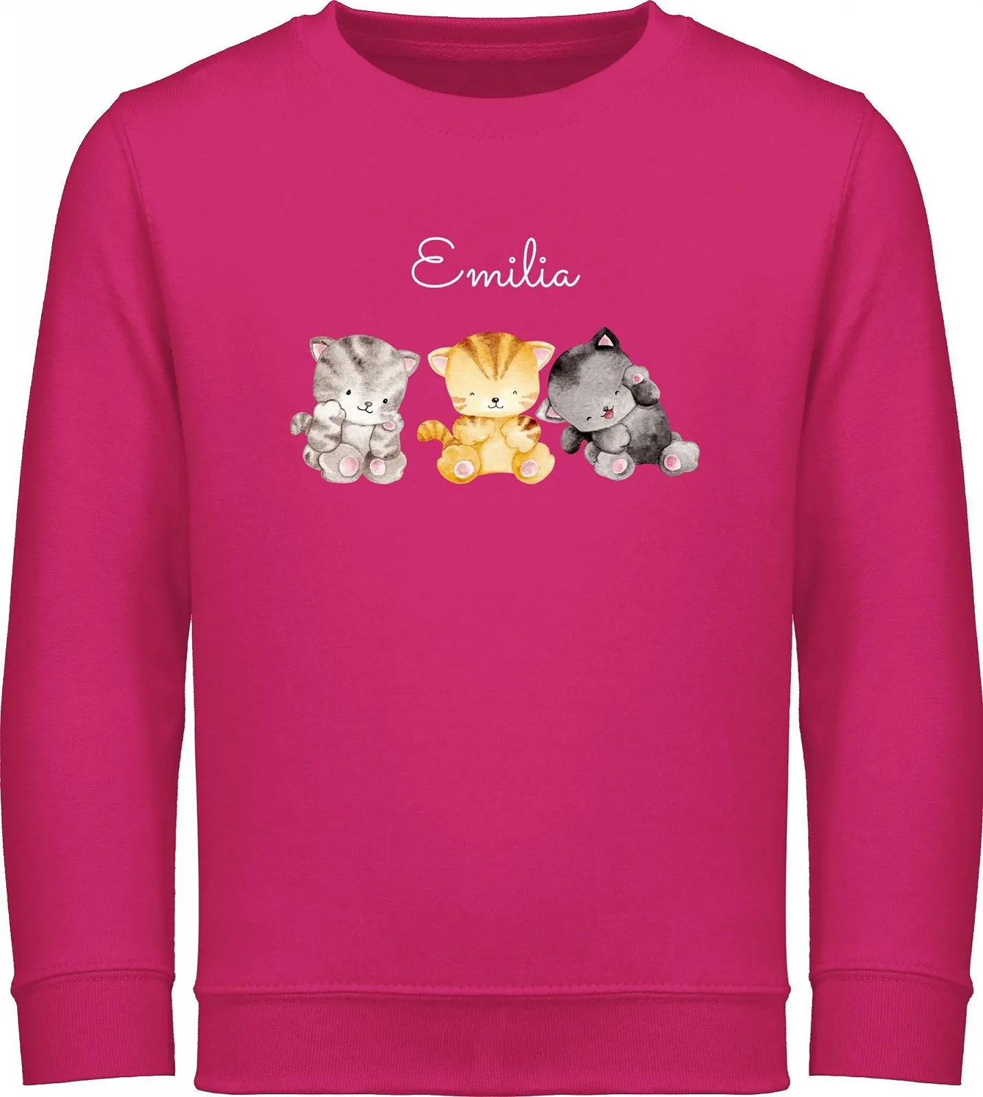 Свитшот Shirtracer Персонализированный подарок с именем Детский свитшот для мальчиков и девочек - Кот - Милые три кота с именем, мотив кота, фото №1