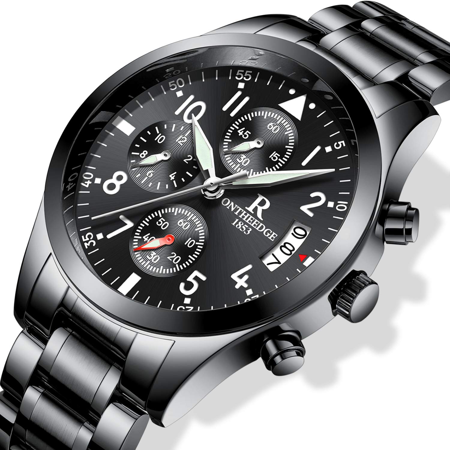 Чоловічий годинник rorios Нержавіюча сталь Аналоговий Кварцовий Бізнес Мода Календар Металевий ремінець Хронограф Таймер-коло Водостійкий, фото №3