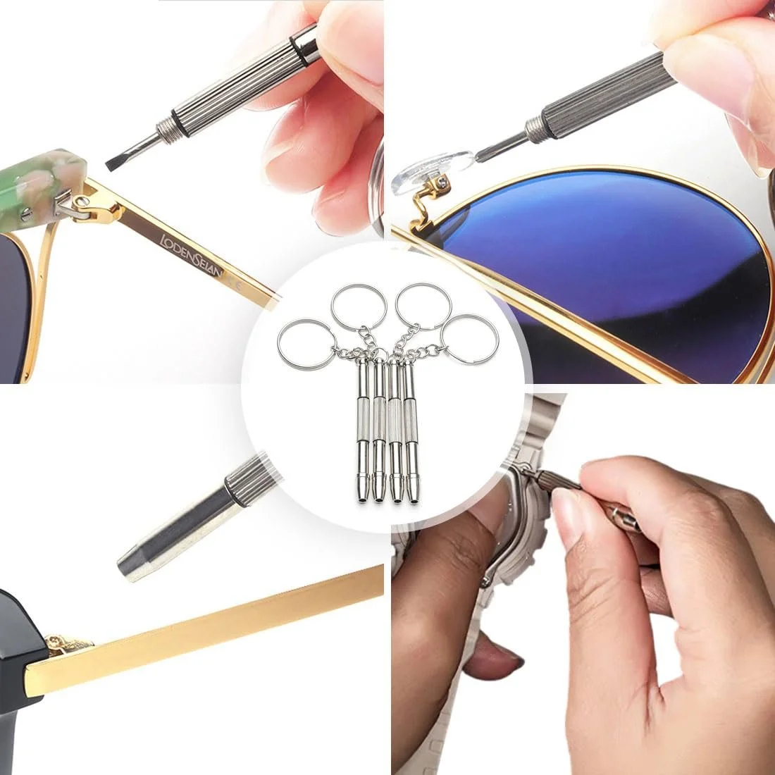 Викрутка FDCGAS Mini для окулярів 4 шт в наборі з нержавіючої сталі для ремонту окулярів, ювелірних виробів і годинників, фото №5