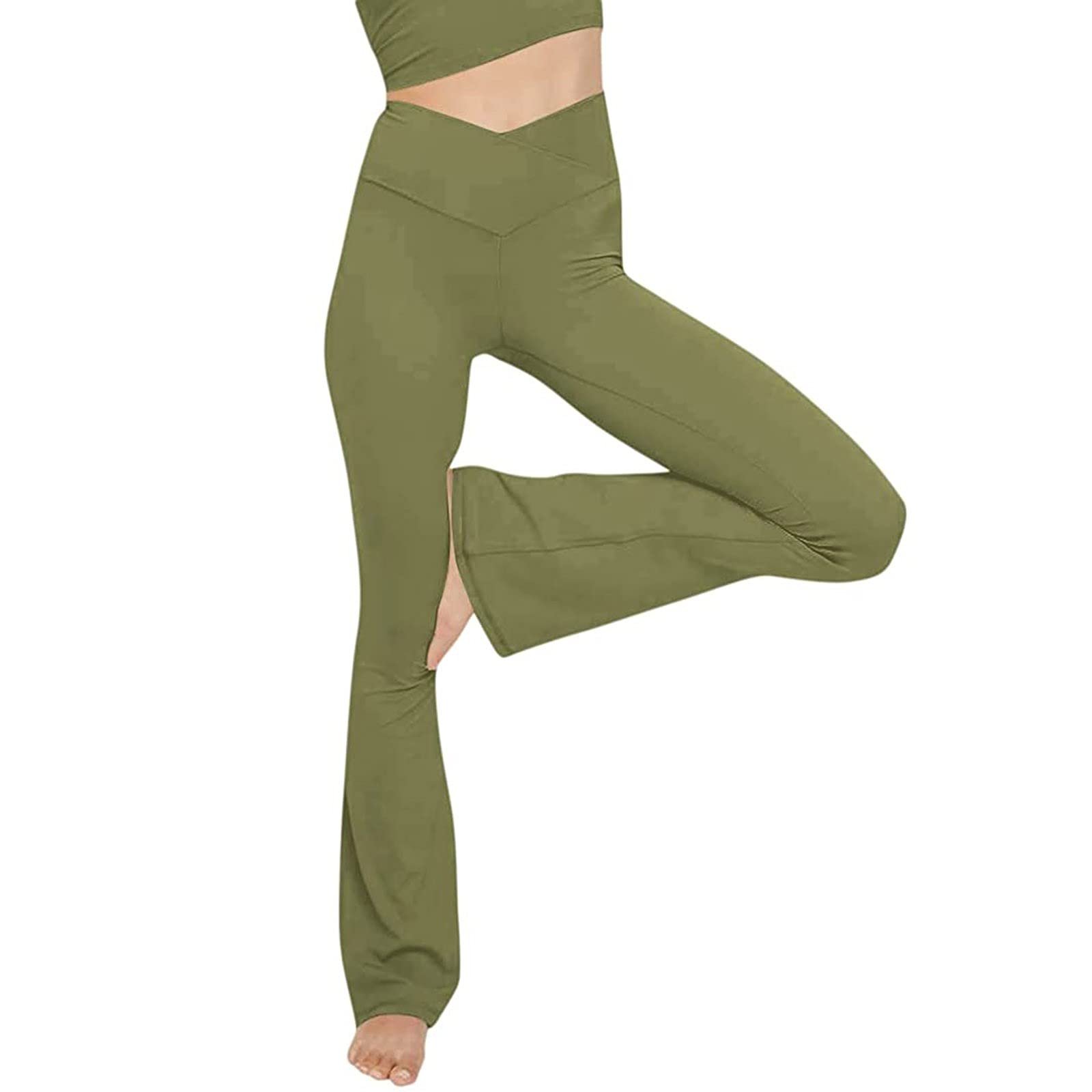 Для йоги Жіночі кльош Yogahose, Легінси Для жінок з високою талією, непрозорі, V-подібний перехресний пояс, широкі спортивні штани, джоггери, джазові штани, фітнес-Для дівчат, фото №2