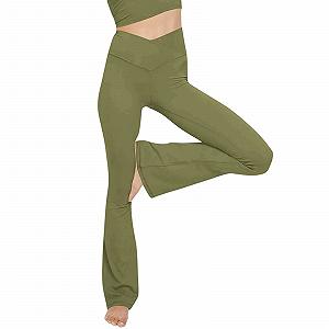 Для йоги Жіночі кльош Yogahose, Легінси Для жінок з високою талією, непрозорі, V-подібний перехресний пояс, широкі спортивні штани, джоггери, джазові штани, фітнес-Для дівчат synthetic.ua - Фото 1