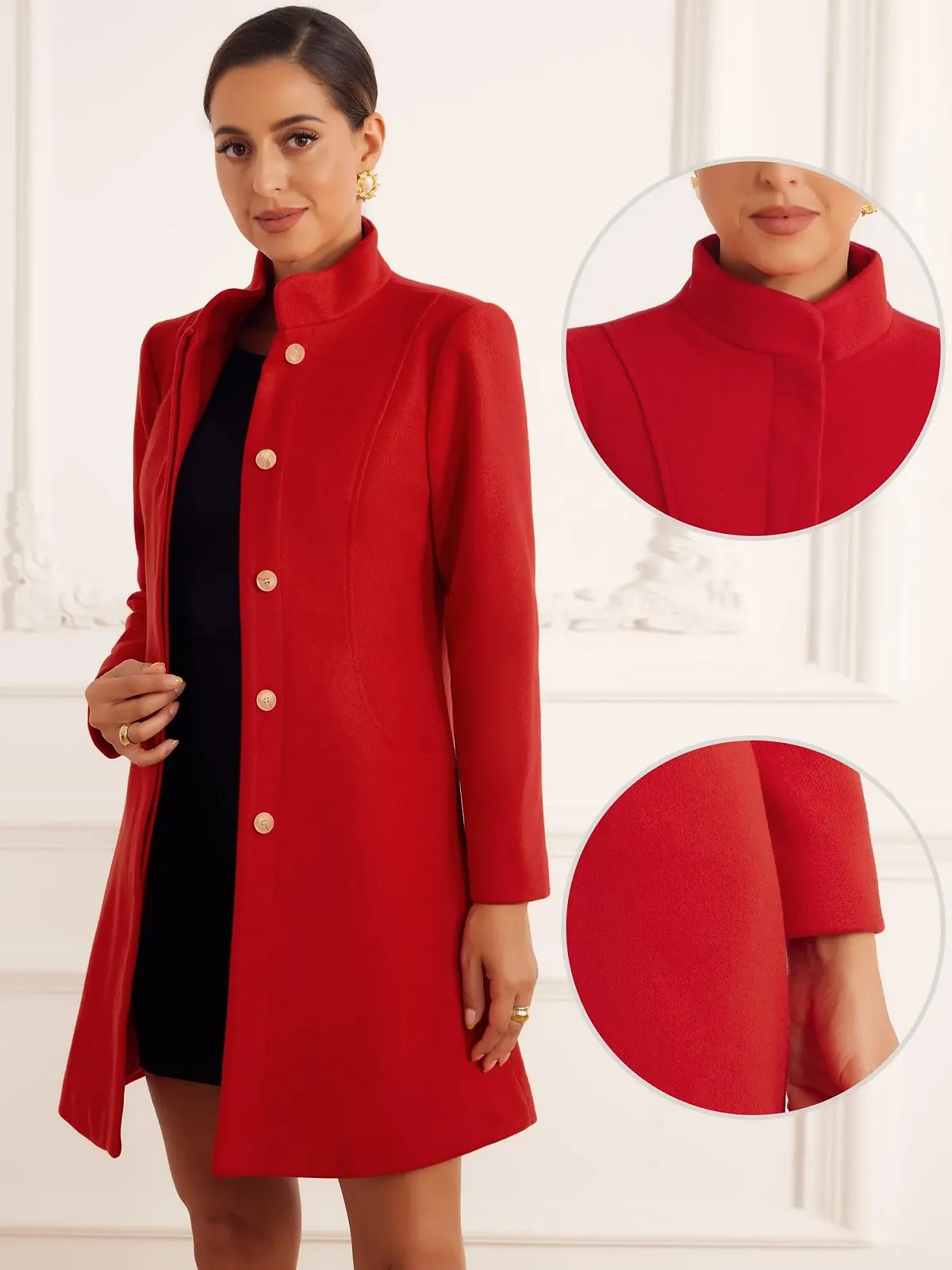 Пальто Allegra K Зимнее с воротником-стойкой Теплое Длинное Однобортное, фото №2 Пальто Allegra K Зимнее с воротником-стойкой Теплое Длинное Однобортное, фото №2