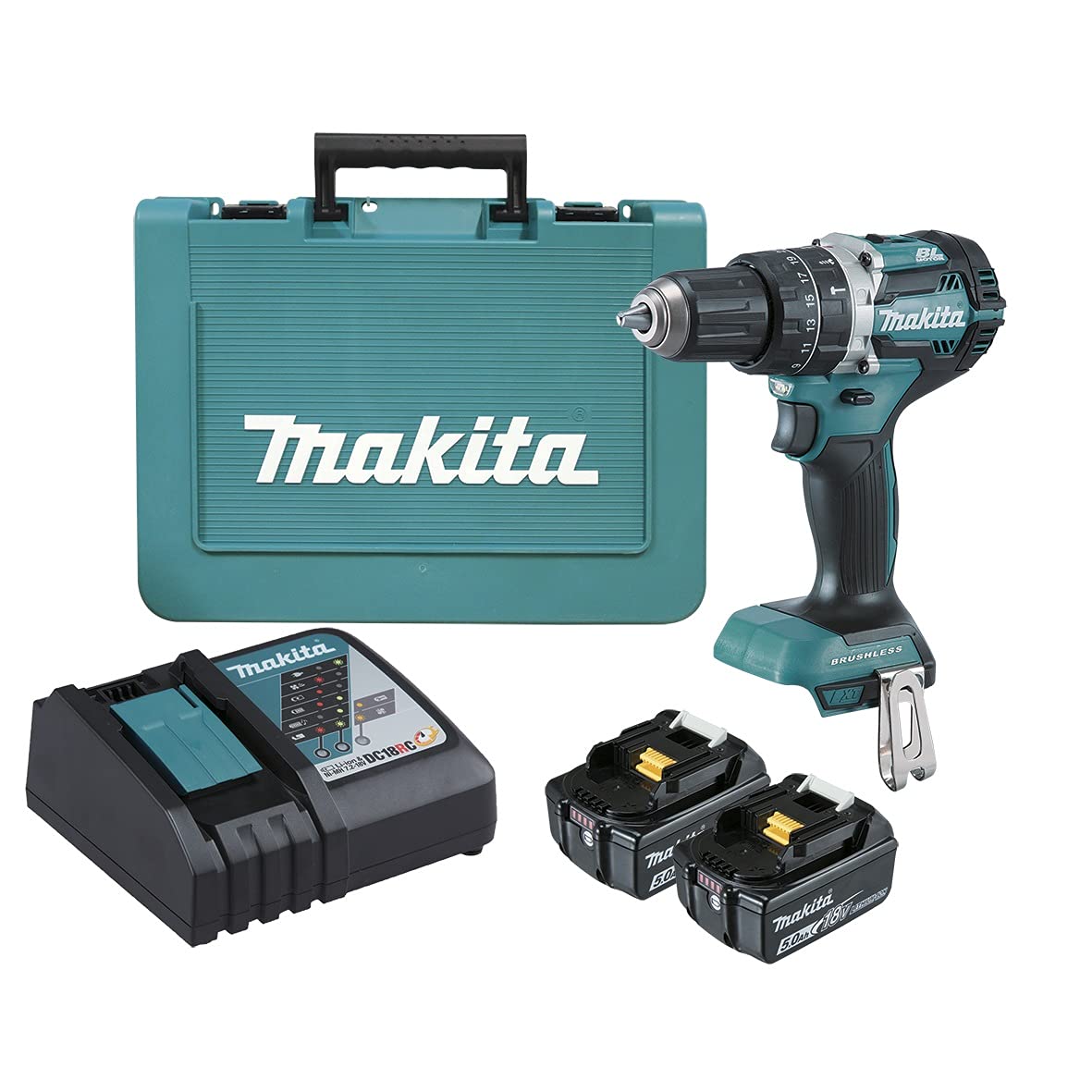 Дрель-шуруповерт Makita DHP484RTE 18V Компактный бесщеточный набор, фото №1