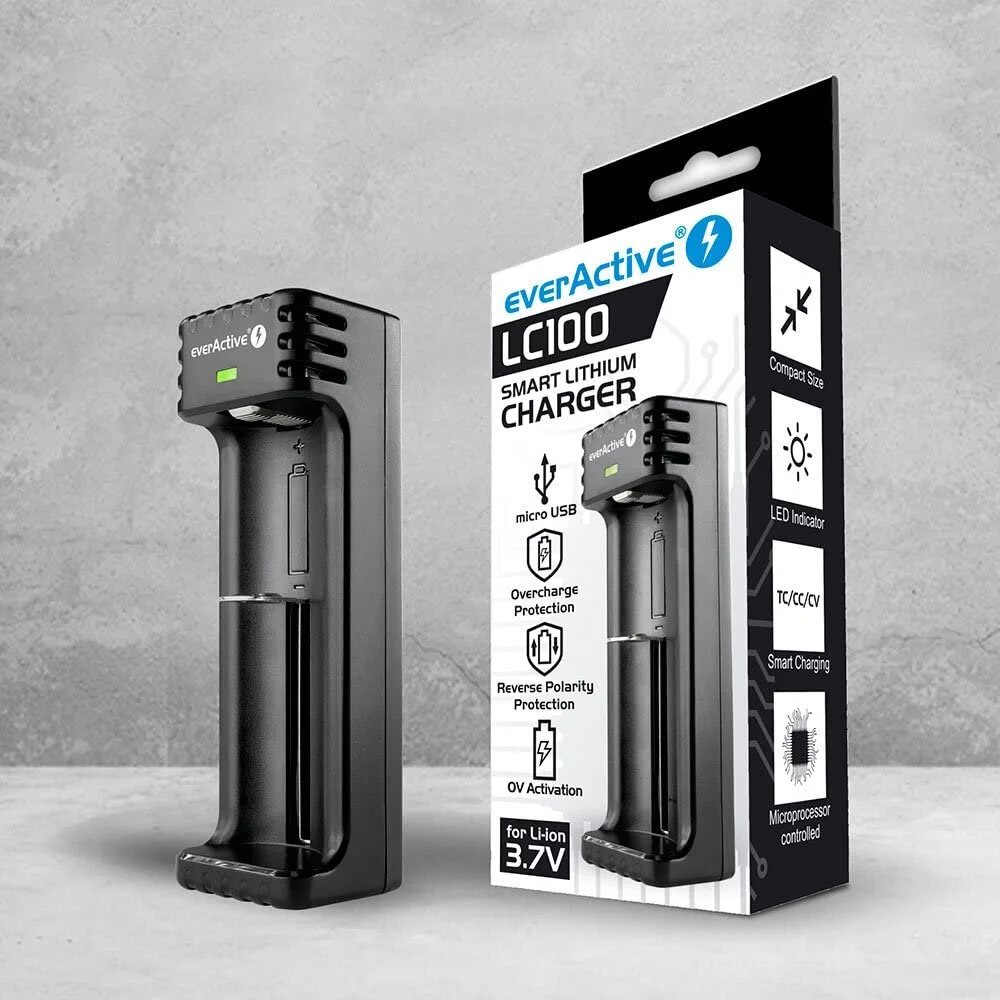 Зарядное устройство everActive LC-100 Li-ion Micro USB Черный, фото №5 Зарядное устройство everActive LC-100 Li-ion Micro USB Черный, фото №5
