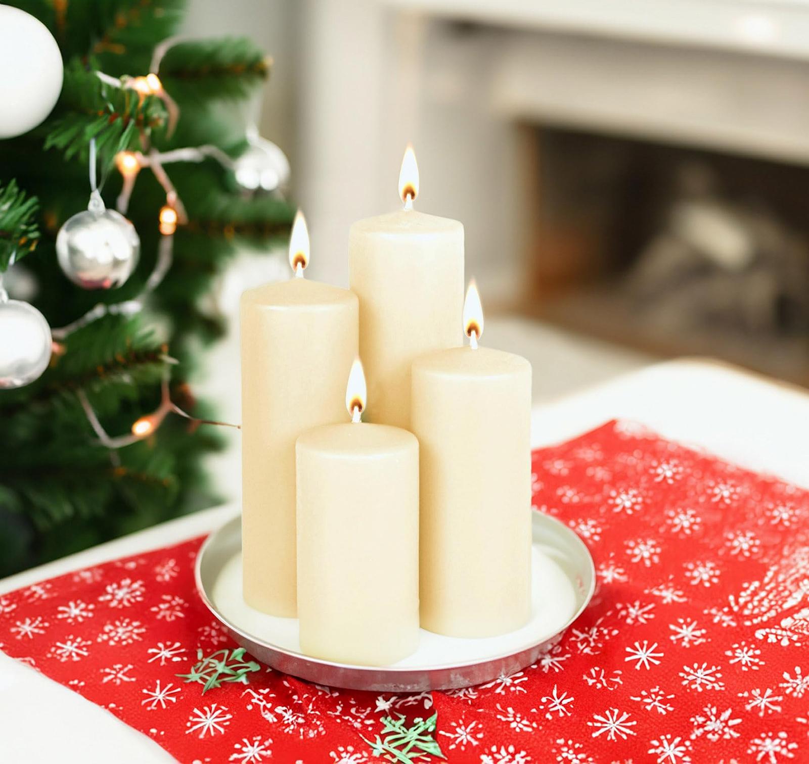 Свічки Real Wax Pillar Набір 4 шт. Кремовий білий, фото №2