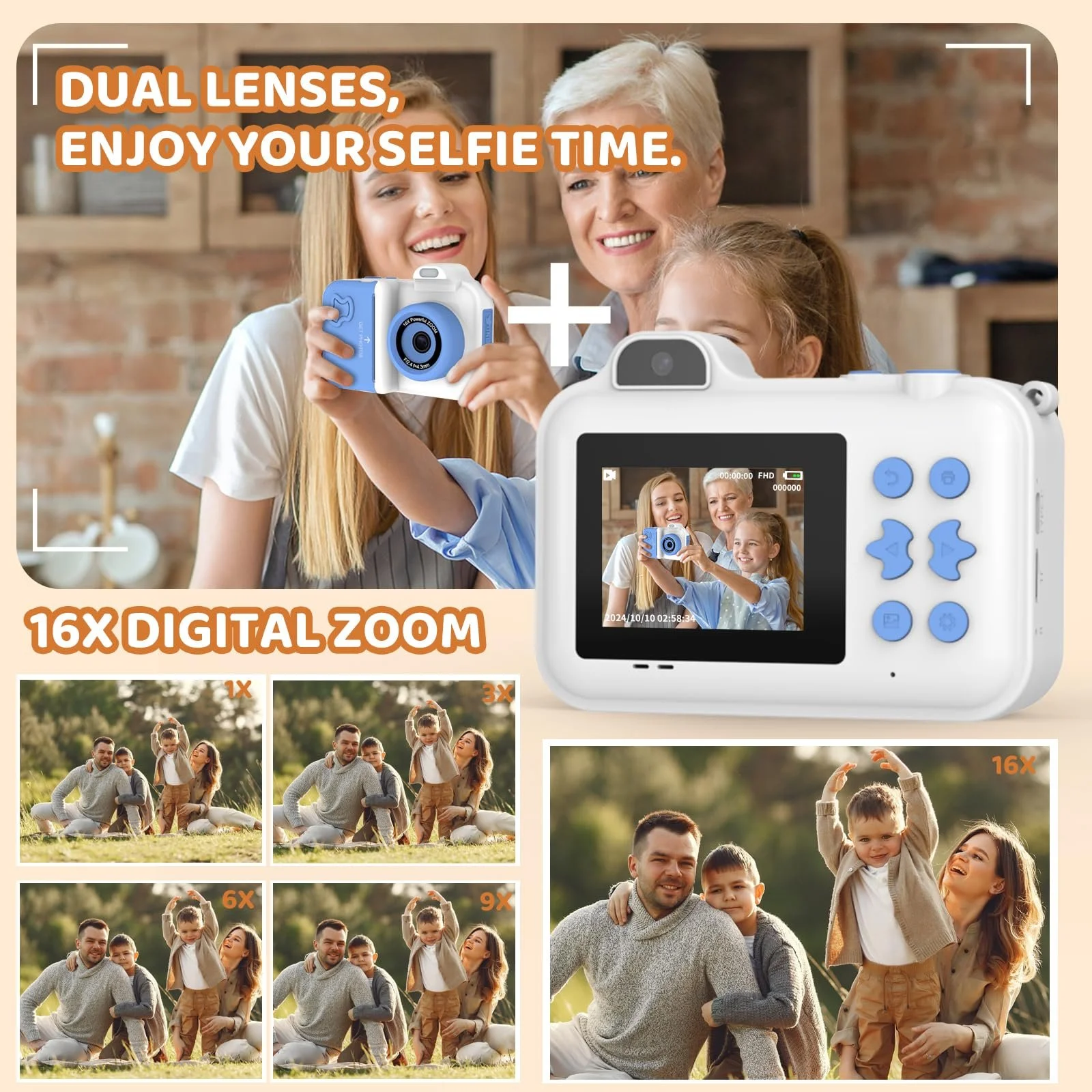 Детская фотокамера мгновенной печати 1080P HD 32GB + 5 рулонов бумаги, фото №4