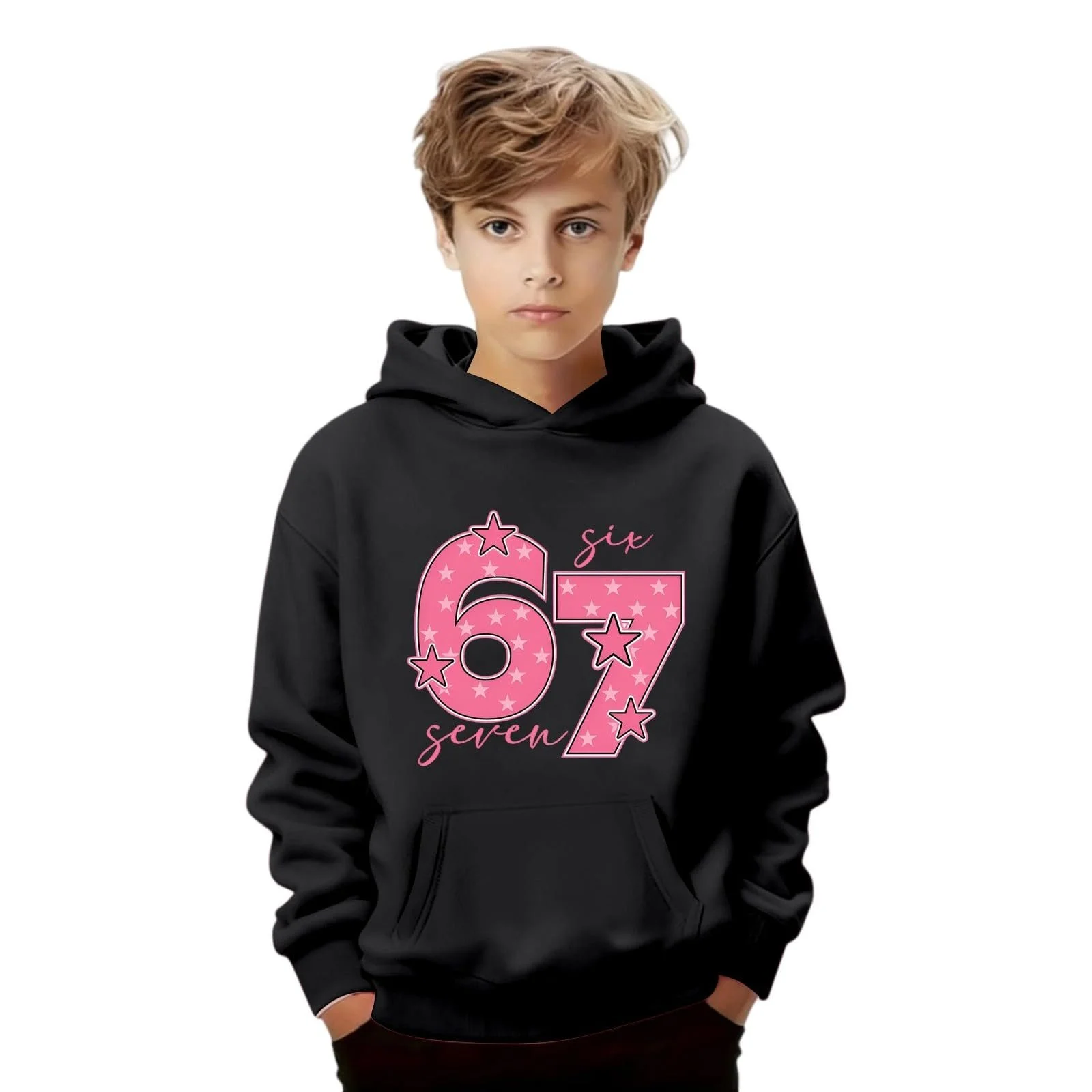 Свитшот Generisch Six Seven 67 Meme для детей, мем с капающим мороженым, повседневный смешной дизайн, базовый легкий спортивный топ с длинными рукавами для девочек, фото №1