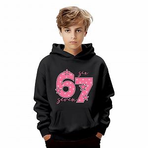 Свитшот Generisch Six Seven 67 Meme для детей, мем с капающим мороженым, повседневный смешной дизайн, базовый легкий спортивный топ с длинными рукавами для девочек - Фото 1