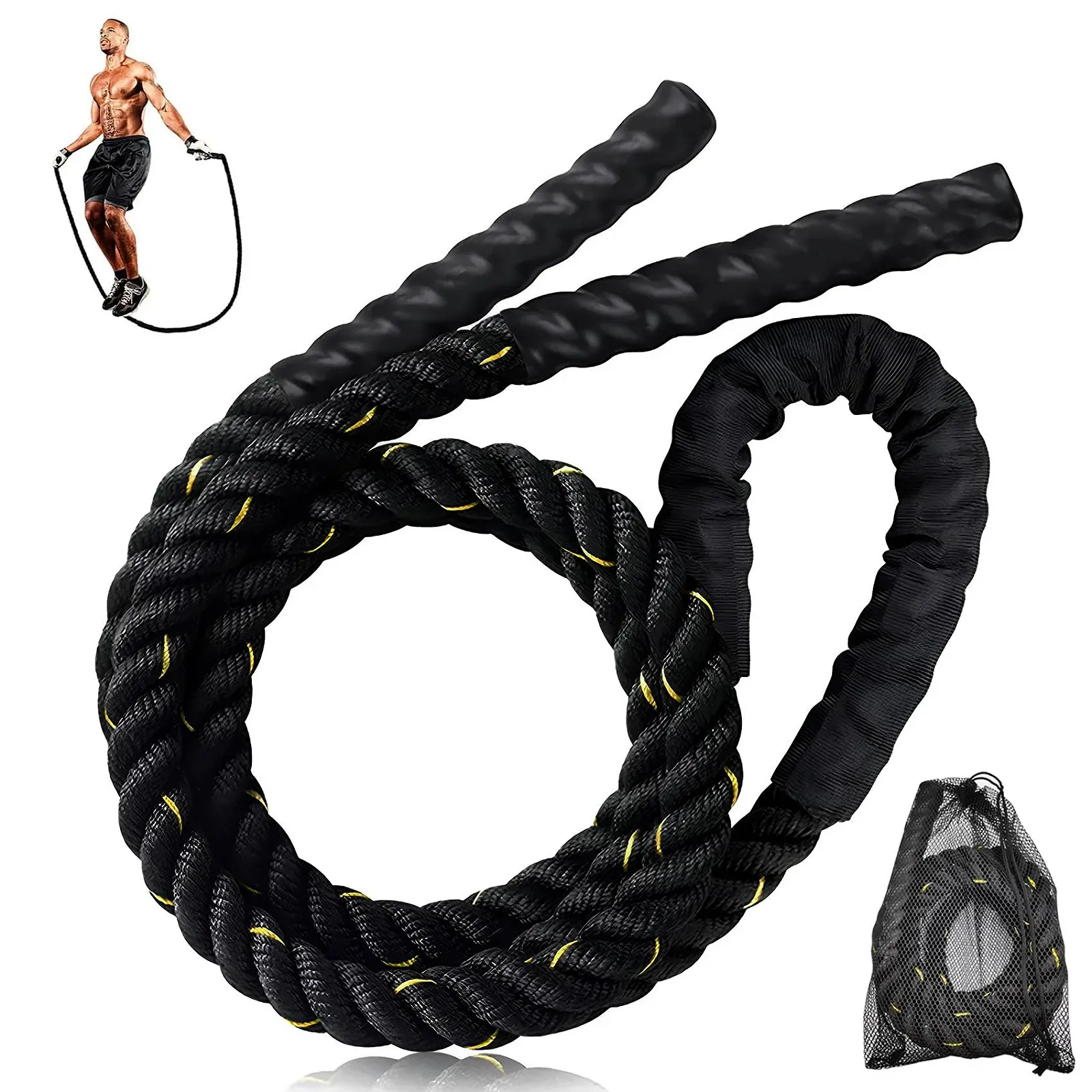 Скакалка Heavy для дорослих обтяжена 1 кг 3 м Black, фото №1