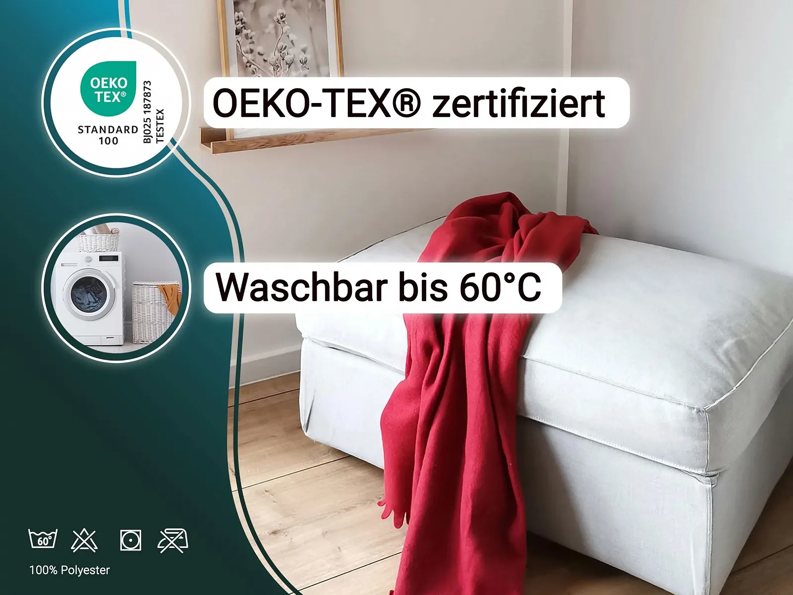 Одеяло ZOLLNER Мягкое 130 x 170 см Флисовое Красное, фото №3