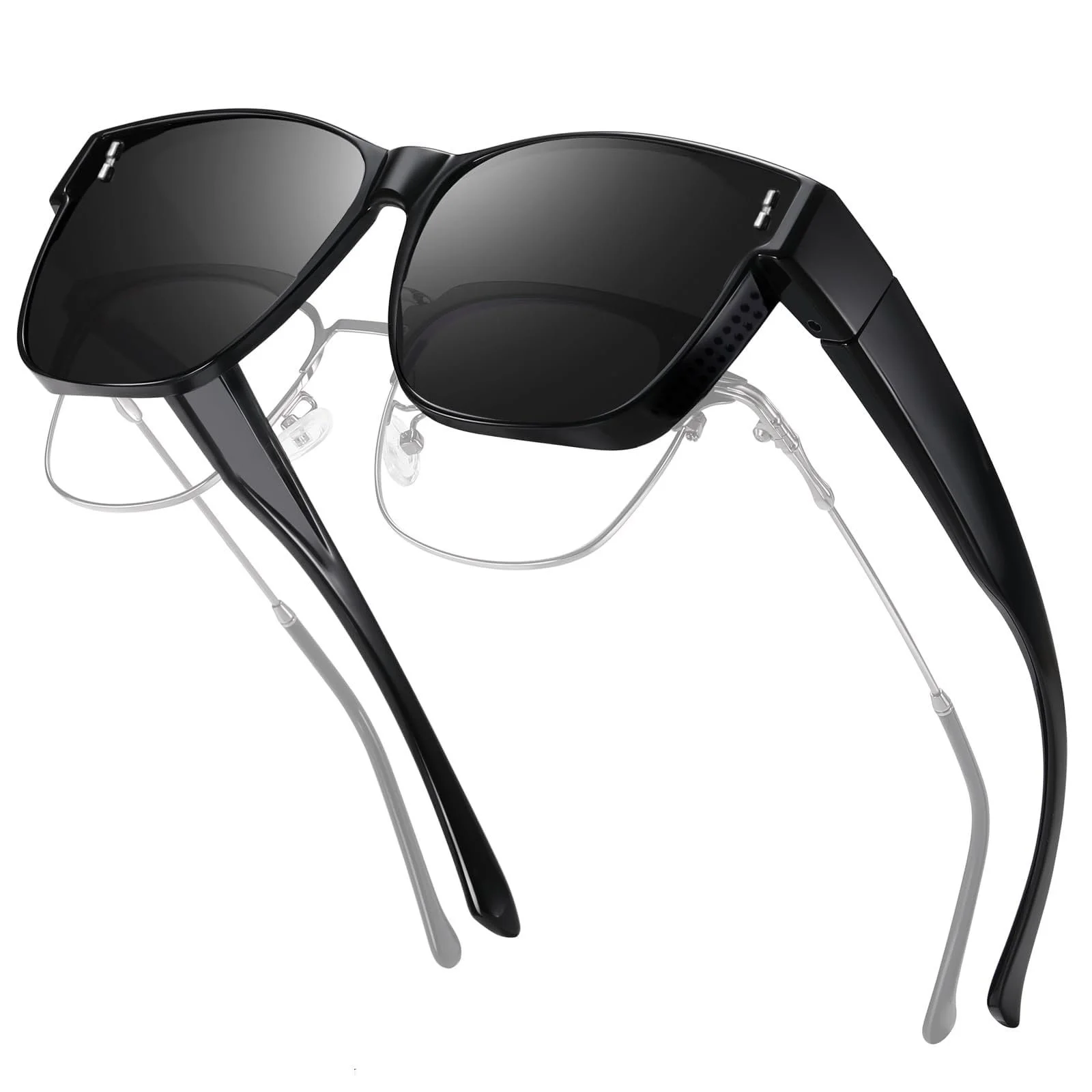 Накладні сонцезахисні окуляри поляризовані, захист UV400, чорні, фото №1 Накладні сонцезахисні окуляри поляризовані, захист UV400, чорні, фото №1