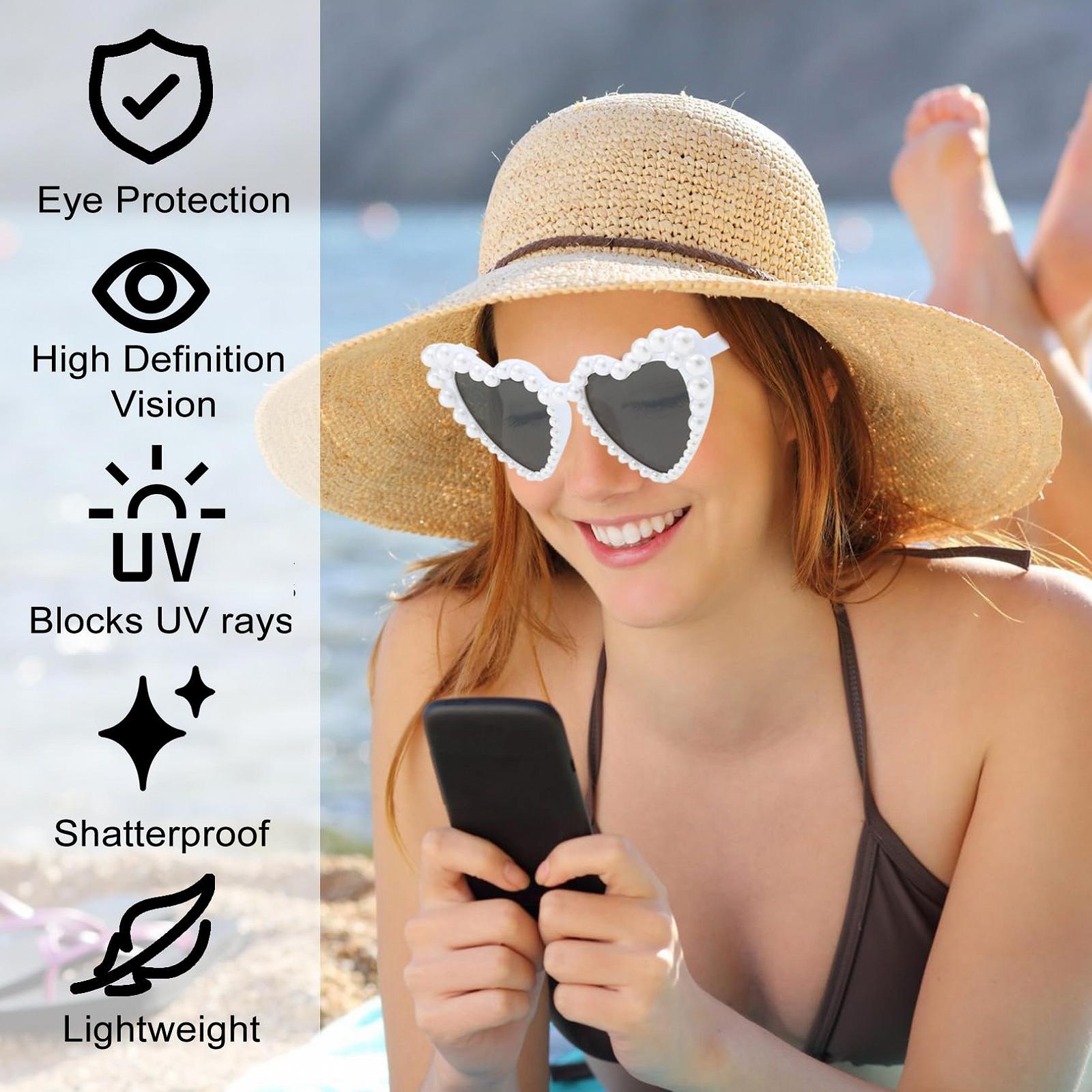 Солнцезащитные Очки Сердце Жемчуга Винтаж Сердцевидные с Жемчужным Декором, фото №4