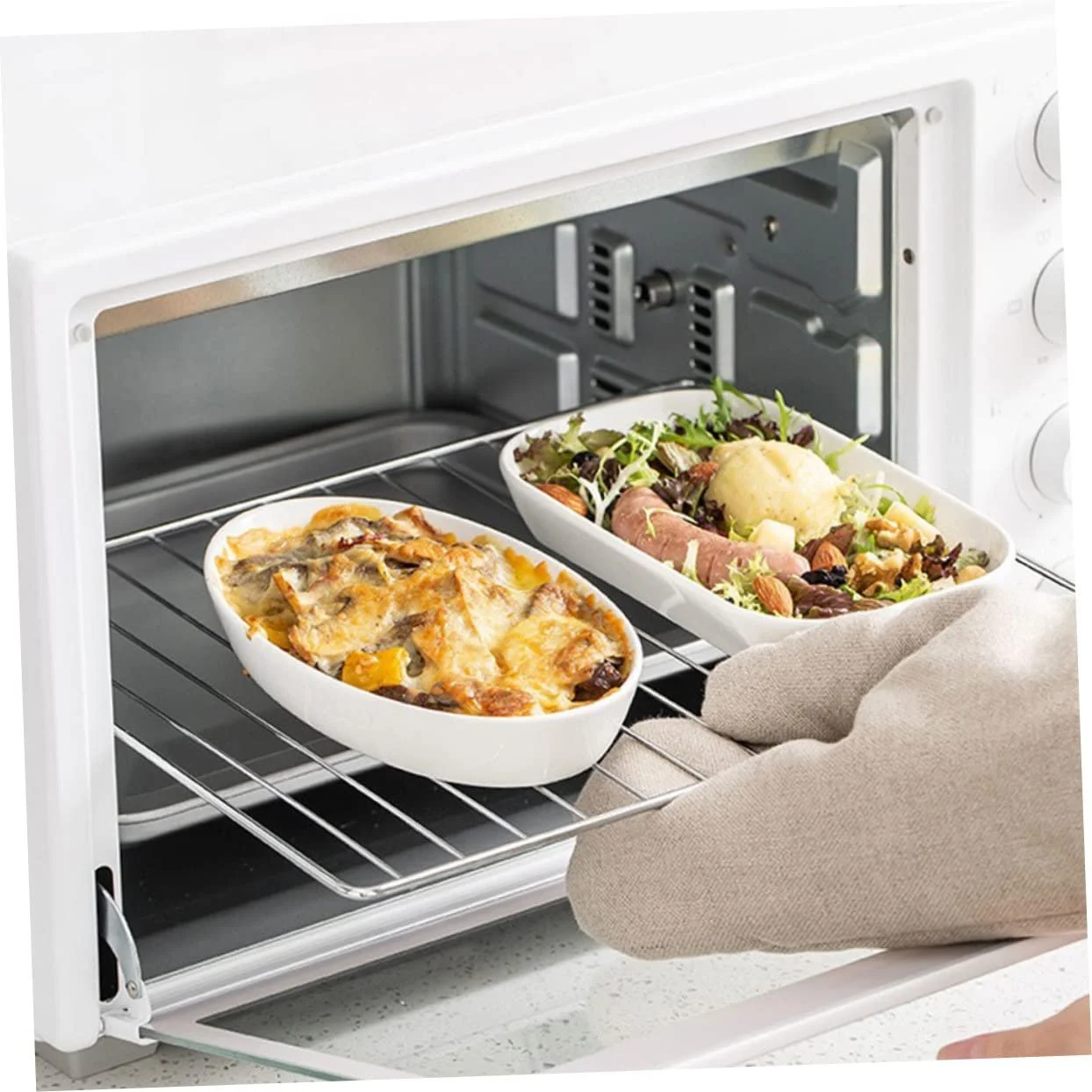 Набор форм для выпечки керамических с деревянным основанием овальный легкий, фото №7