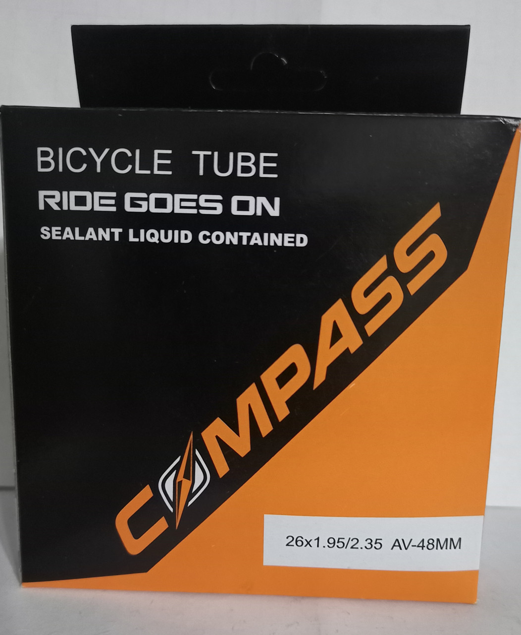 Камера самоклей 26x1.95-2.35 COMPASS AV Schrader 48mm з антипрокол гелем, фото №1
