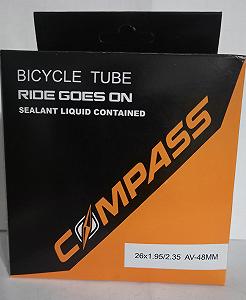 Камера самоклей 26x1.95-2.35 COMPASS AV Schrader 48mm з антипрокол гелем - Фото 1