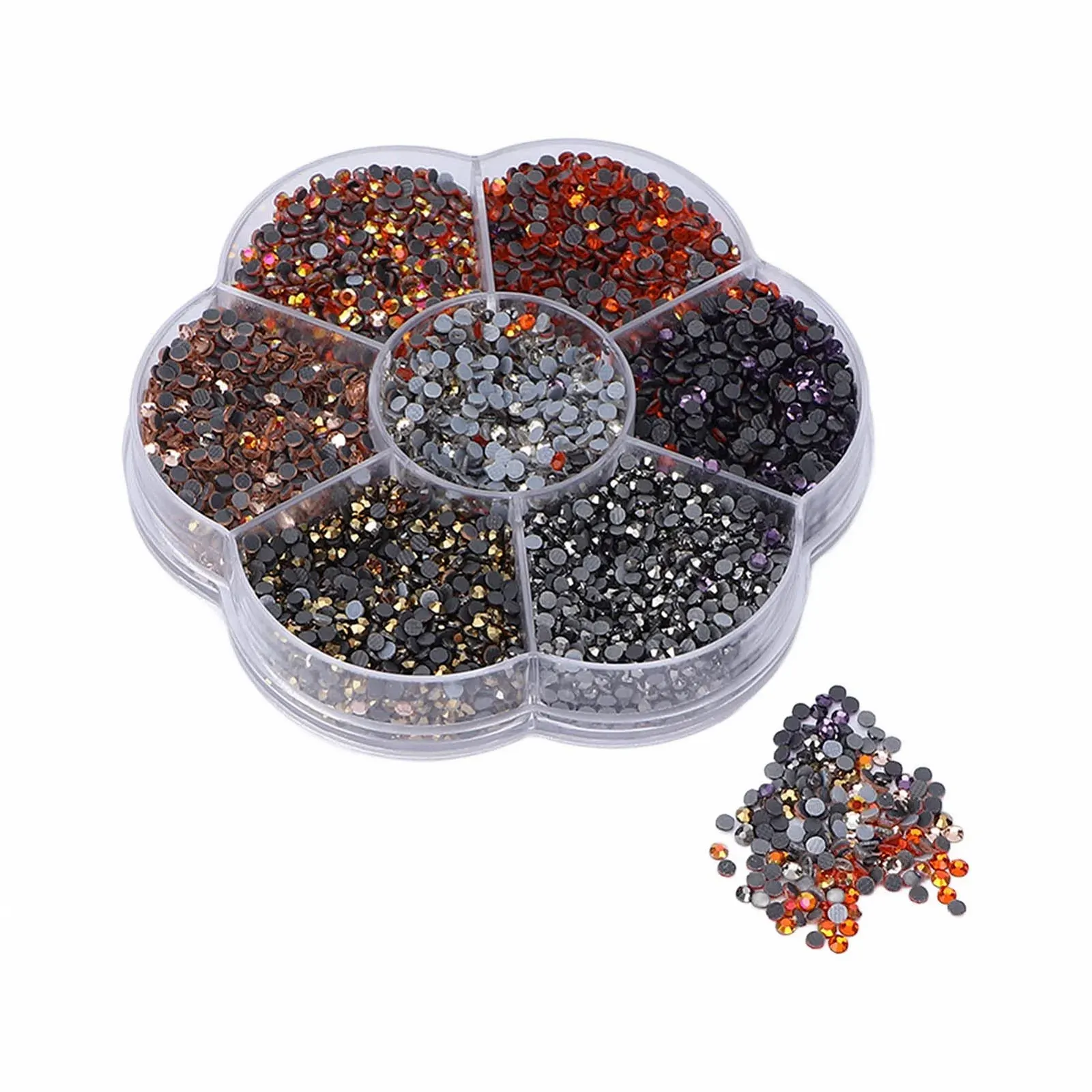 Стрази Сім Кольорів, Плоскі, 10080 шт, Різнокольорові DIY Стрази Райдужні круглі, фото №2