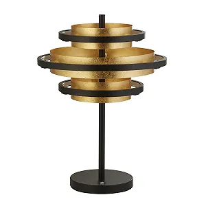 Настільна лампа Licht-Erlebnisse LED Метал Висота 43.5 см Діаметр 32 см 2700 К Чорний Золотий synthetic.ua - Фото 1