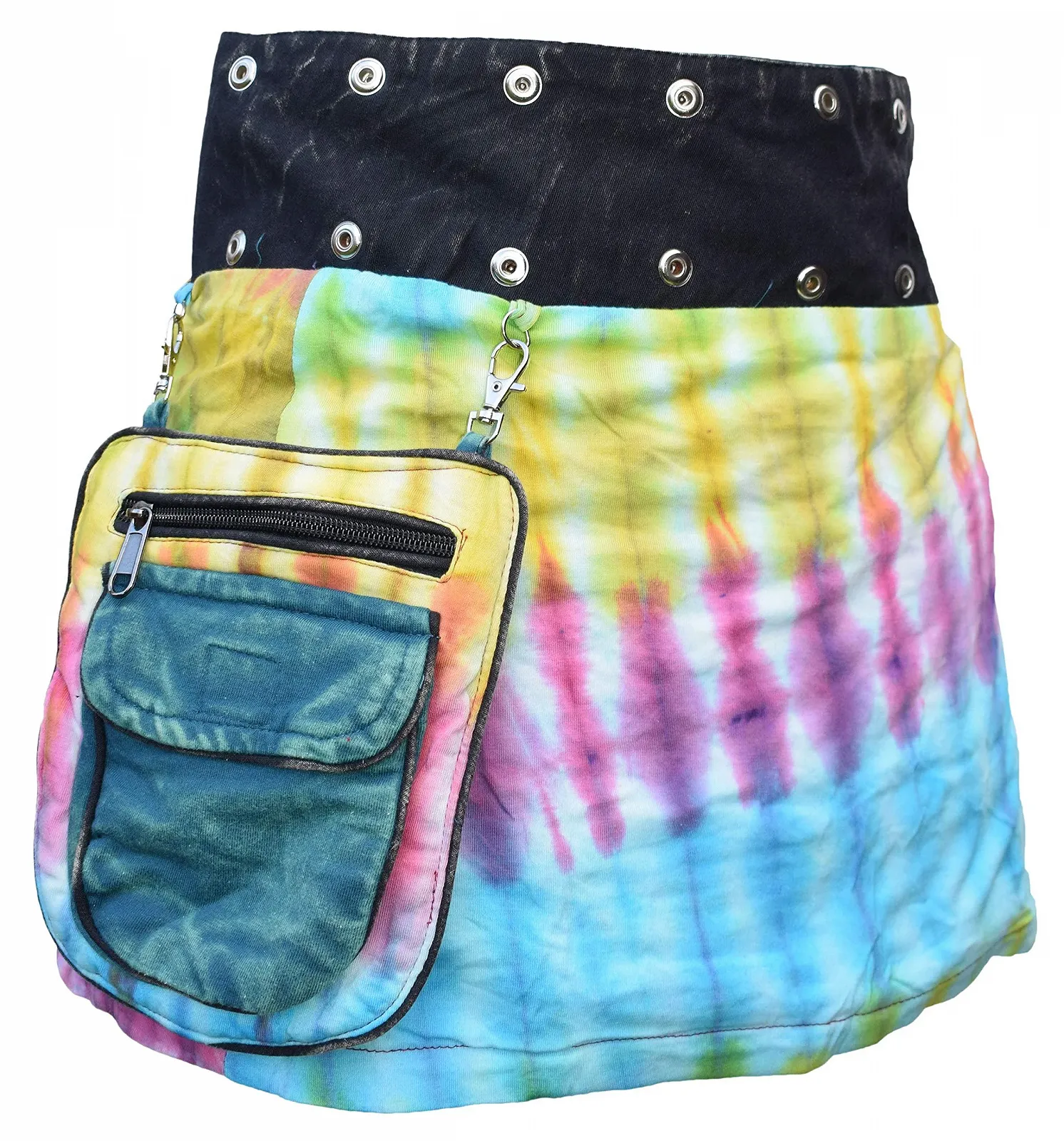 Спідниця Gheri Жіноча Двостороння Клаптикова Бавовняна З зав'язками, Фарбована у стилі тай-дай, На кнопках, фото №5