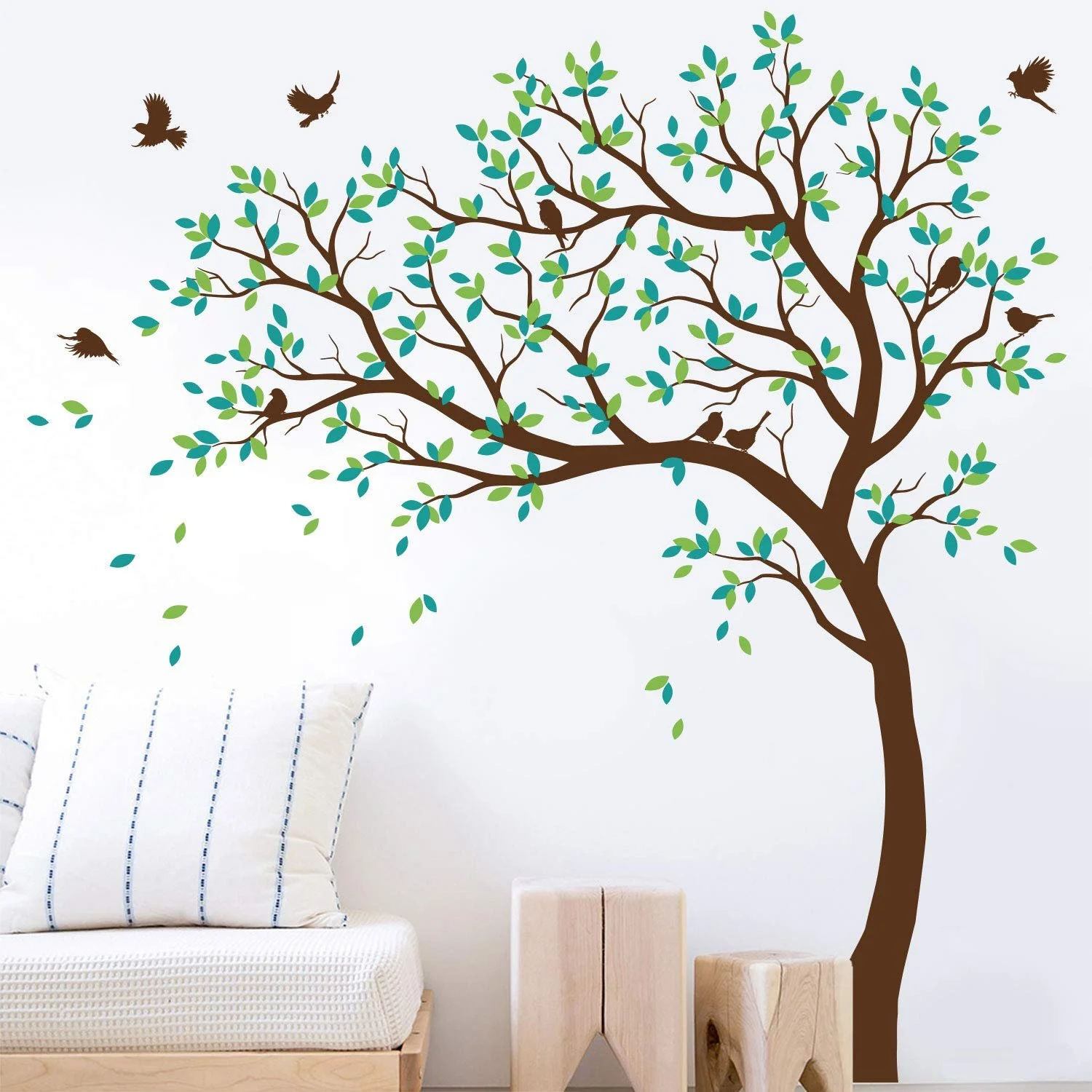 Наклейка на стіну Large Tree KW032 Brown Lime Green Turquoise, фото №1