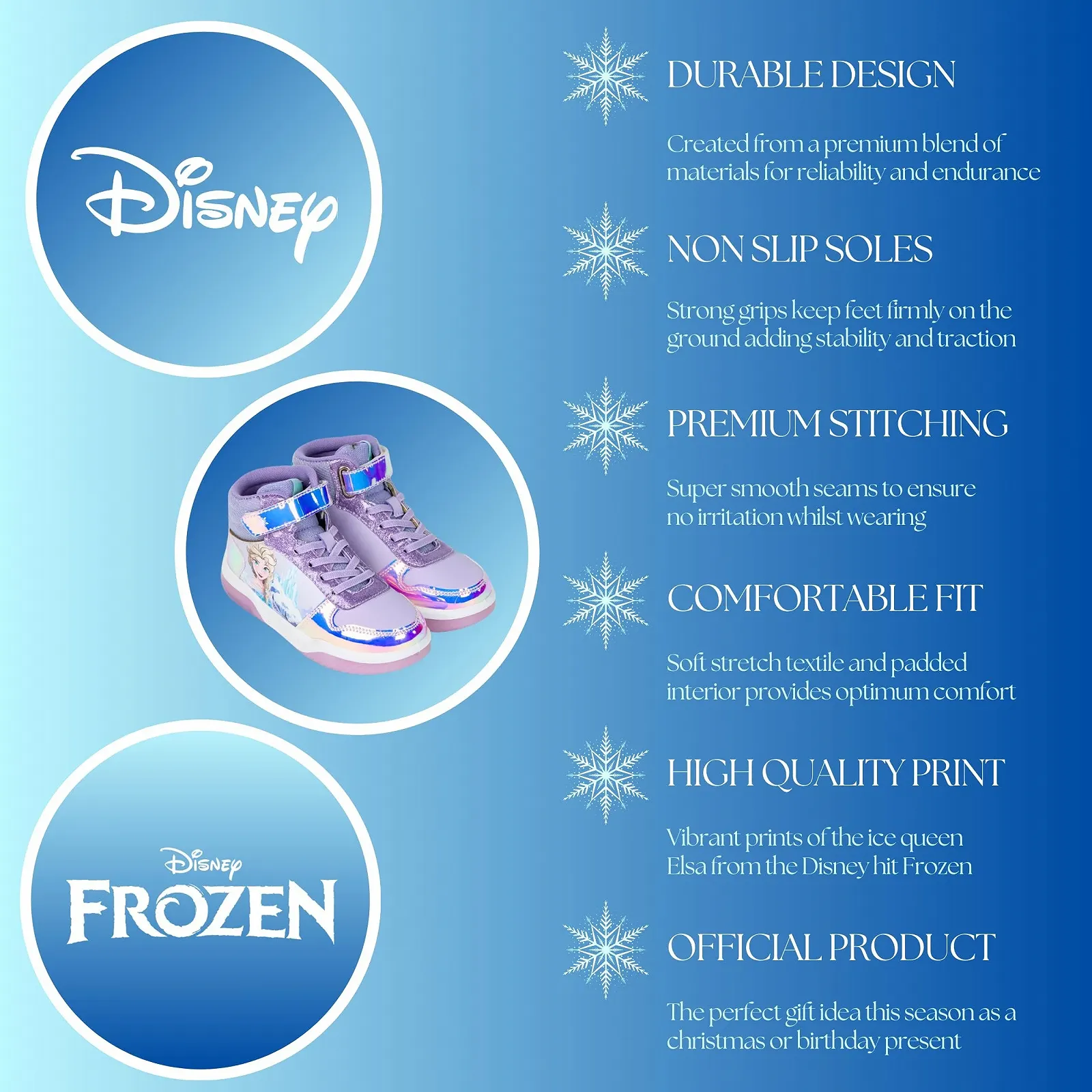 Кеды Disney Frozen для девочек High Top Голубой, размеры EU 27-33, фото №8