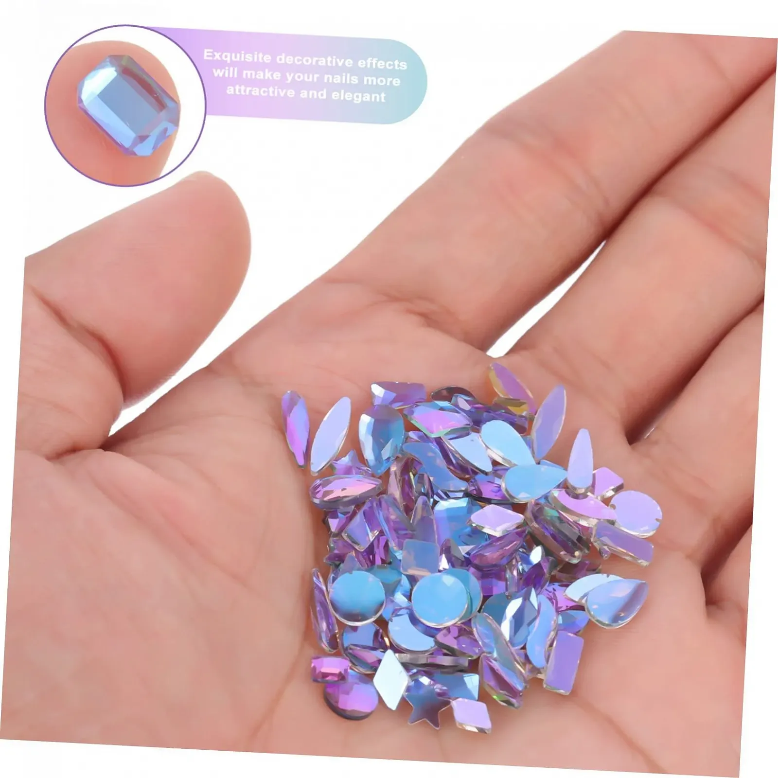 Стразы для ногтей 3D AB-кристаллы 100 штук, фото №4