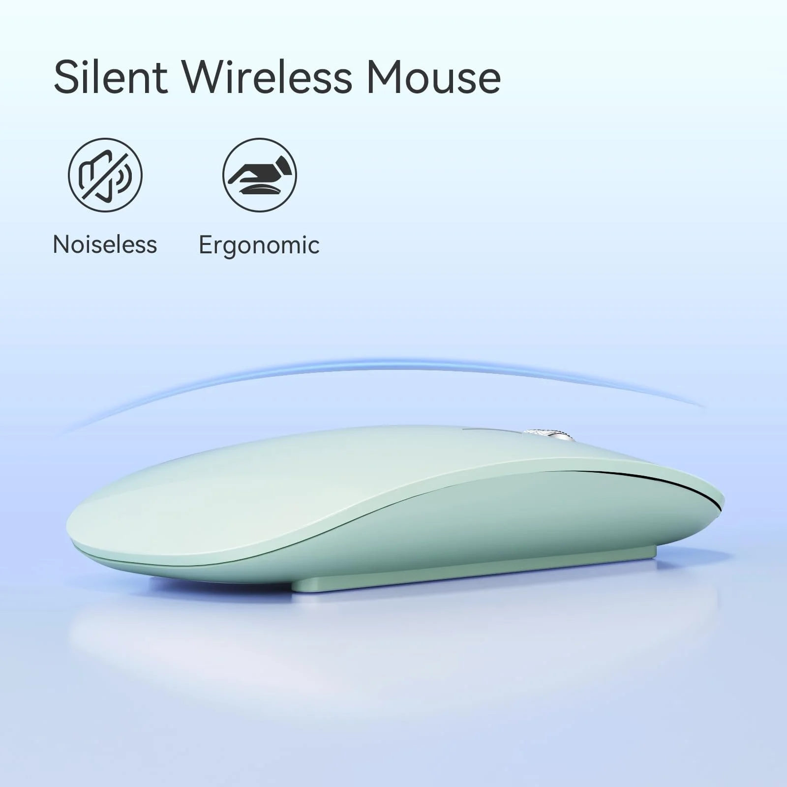 Мышь Uiosmuph Беспроводная Bluetooth с USB Nano приемником Tri-Mode (Dual Bluetooth 5.1 + 2.4GHz) Тихая Перезаряжаемая для Ноутбука, ПК, iPad, Mac, Зеленая, фото №5